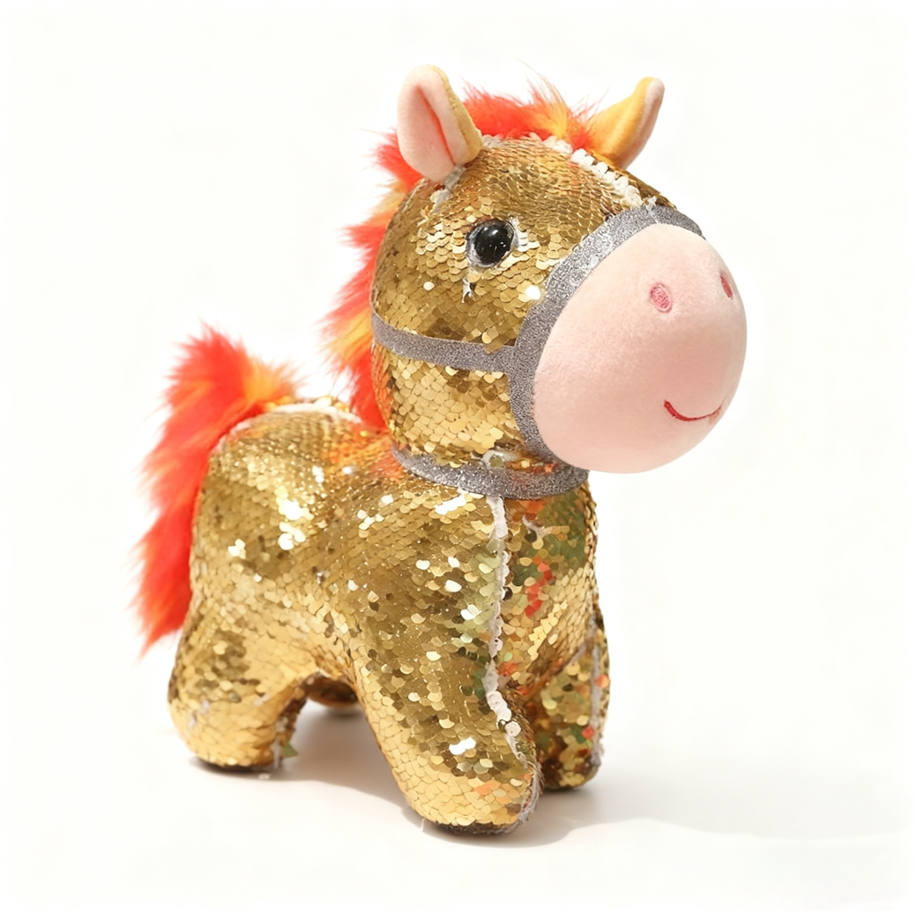"Reversible Sequin Horse Plush Toy – Stress Relief Companion with Magical Sparkle, Perfect Heartwarming Gift for Kids & Adults"