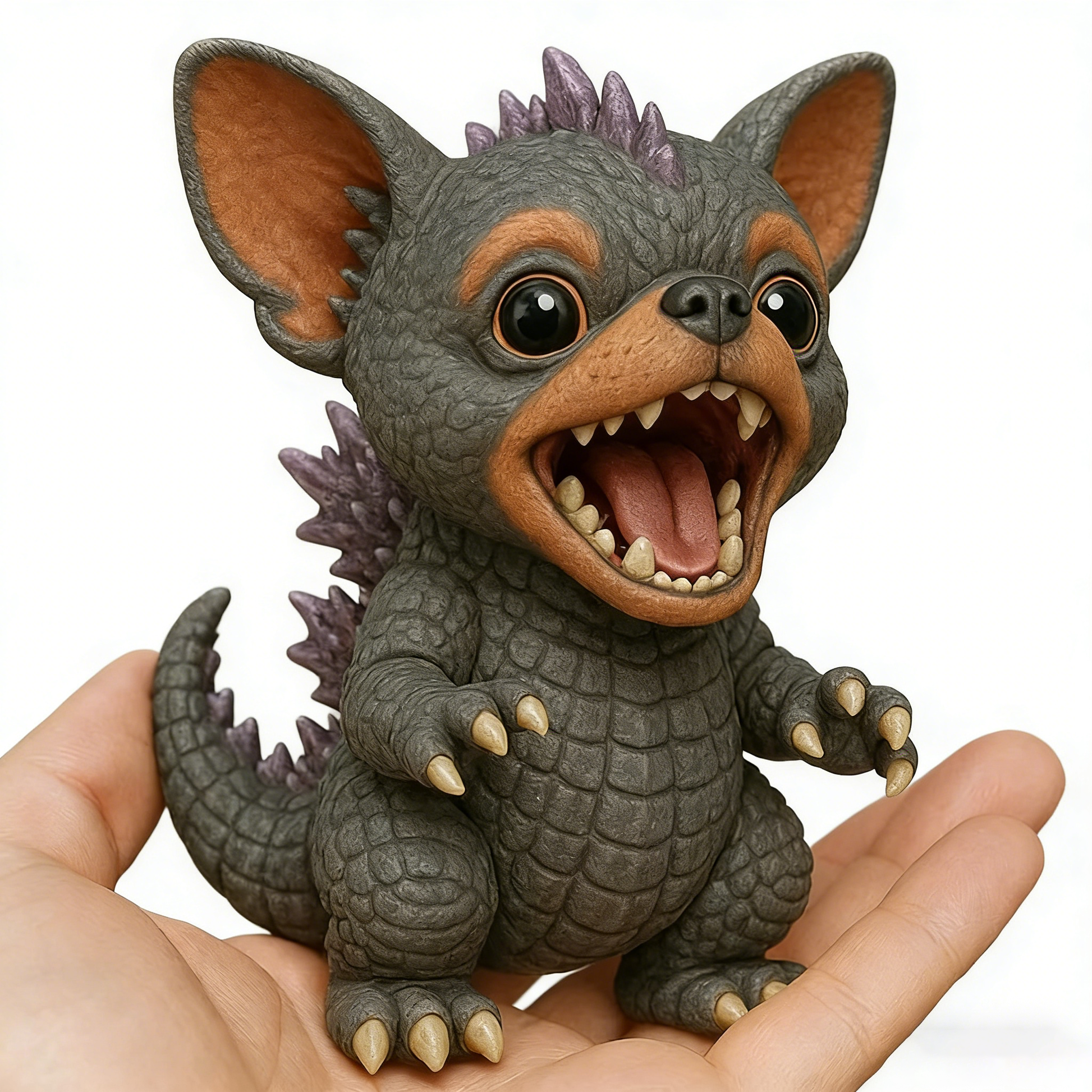 Cute Monster Dog Figurine - Gojira-Inspired Puppy Statue, Collectible Animal Decor for Desk, Shelf, or Unique Gift