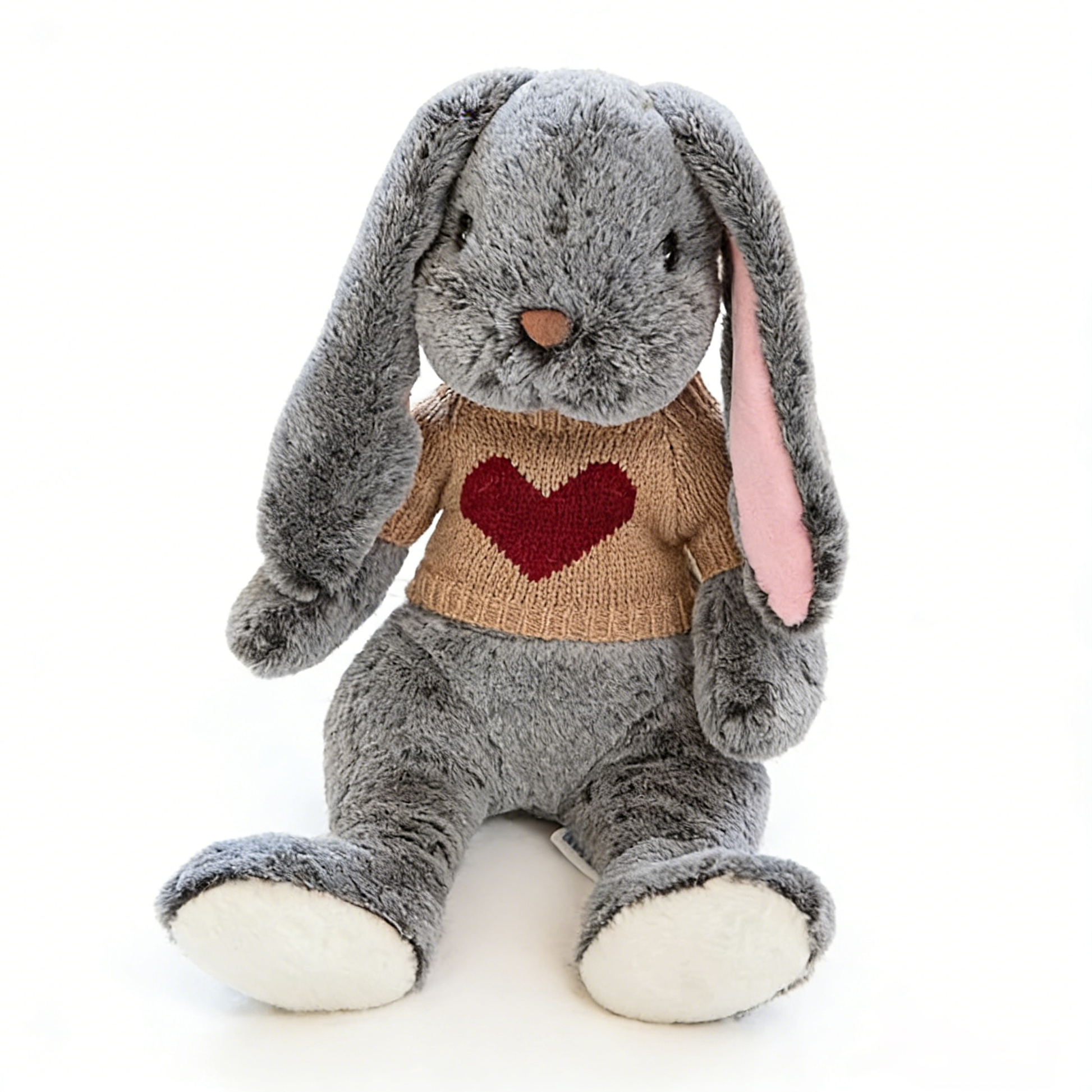 "Cute Long-Eared Bunny Plush Toy - Soft Stuffed Animal with Knit Sweater/Scarf | Adorable Kids Gift, Bedtime Companion (Multiple Colors)"