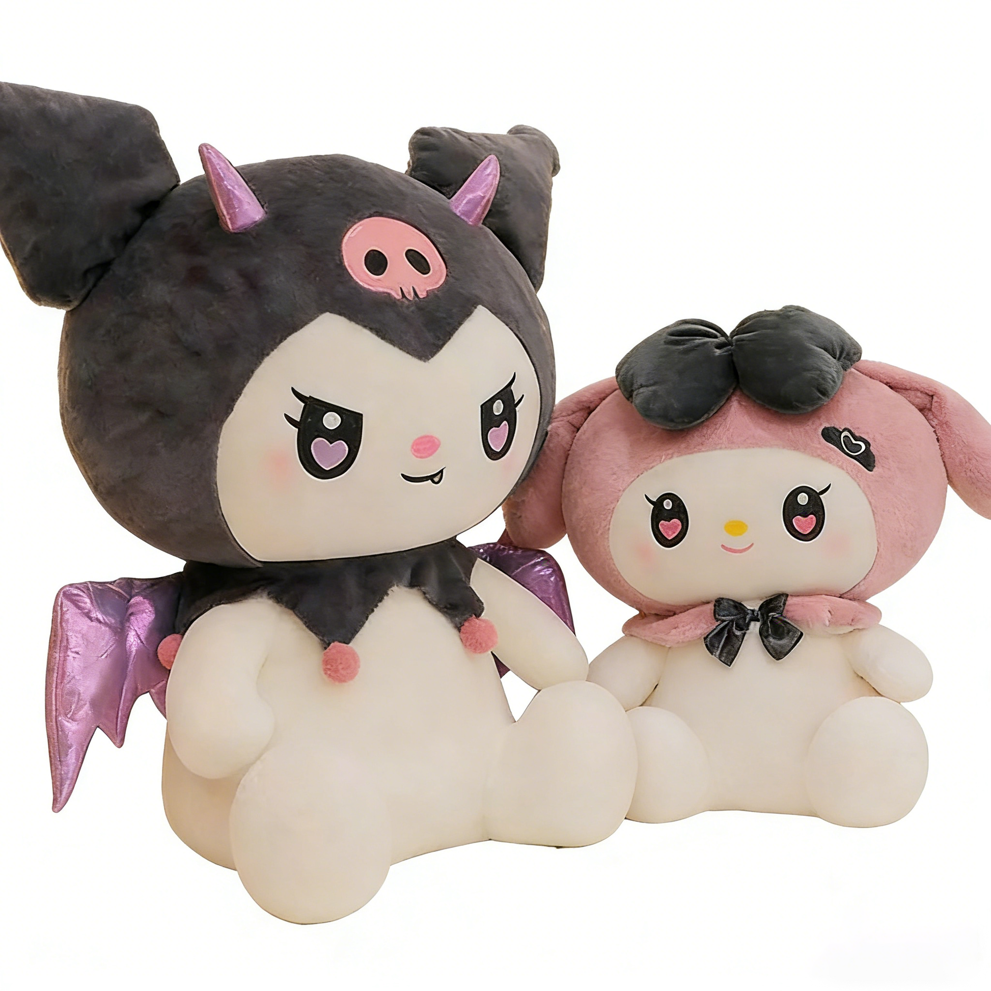 "Kawaii Demon & Bunny Plush Set - Soft Cuddly Stuffed Animals | Cute Couple Plushies for Kids, Collectors & Anime Fans"