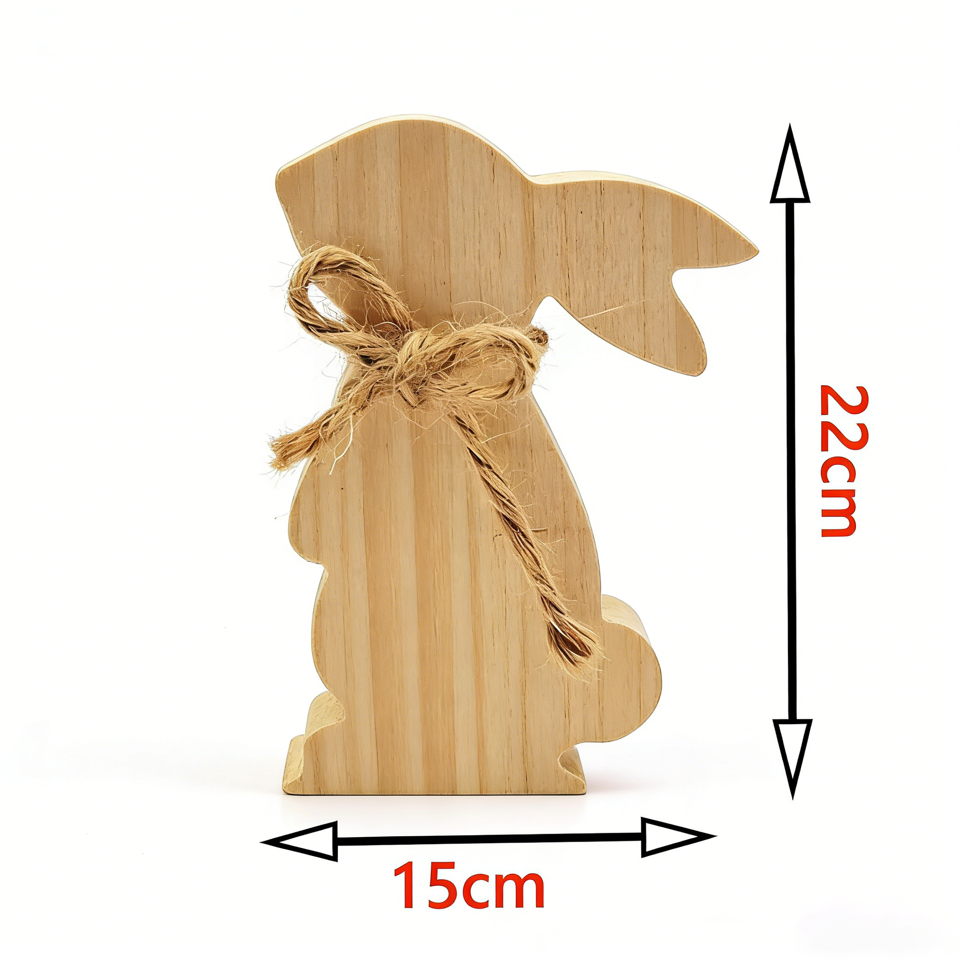 Rustic Wooden Bunny Statue - Farmhouse Easter Decor for Home | Natural Wood Animal Tabletop Decoration
