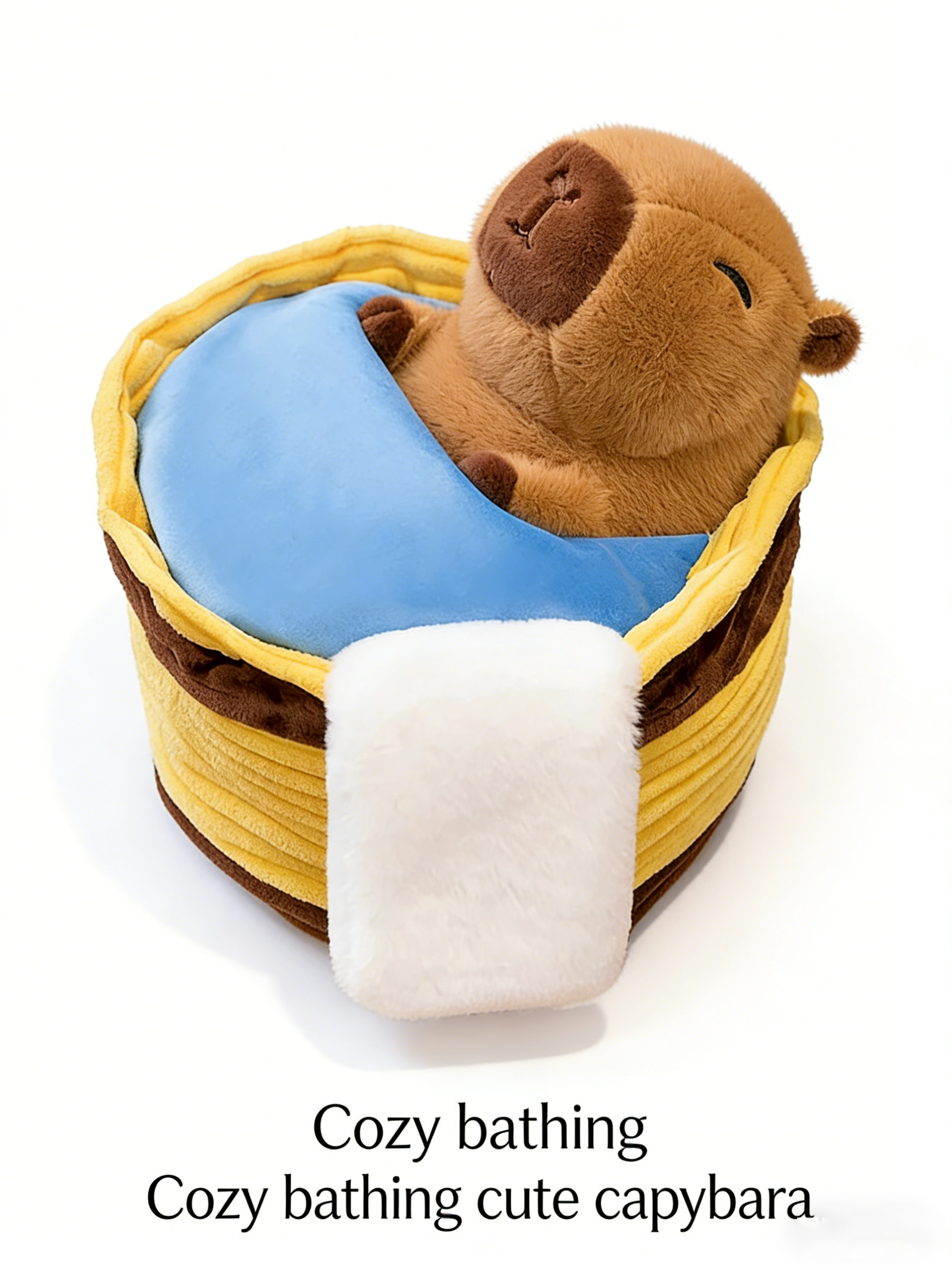 Cute Capybara Plush Toy with Cozy Bathtub Bed - Soft Stuffed Animal for Kids & Adults, Huggable Companion Gift