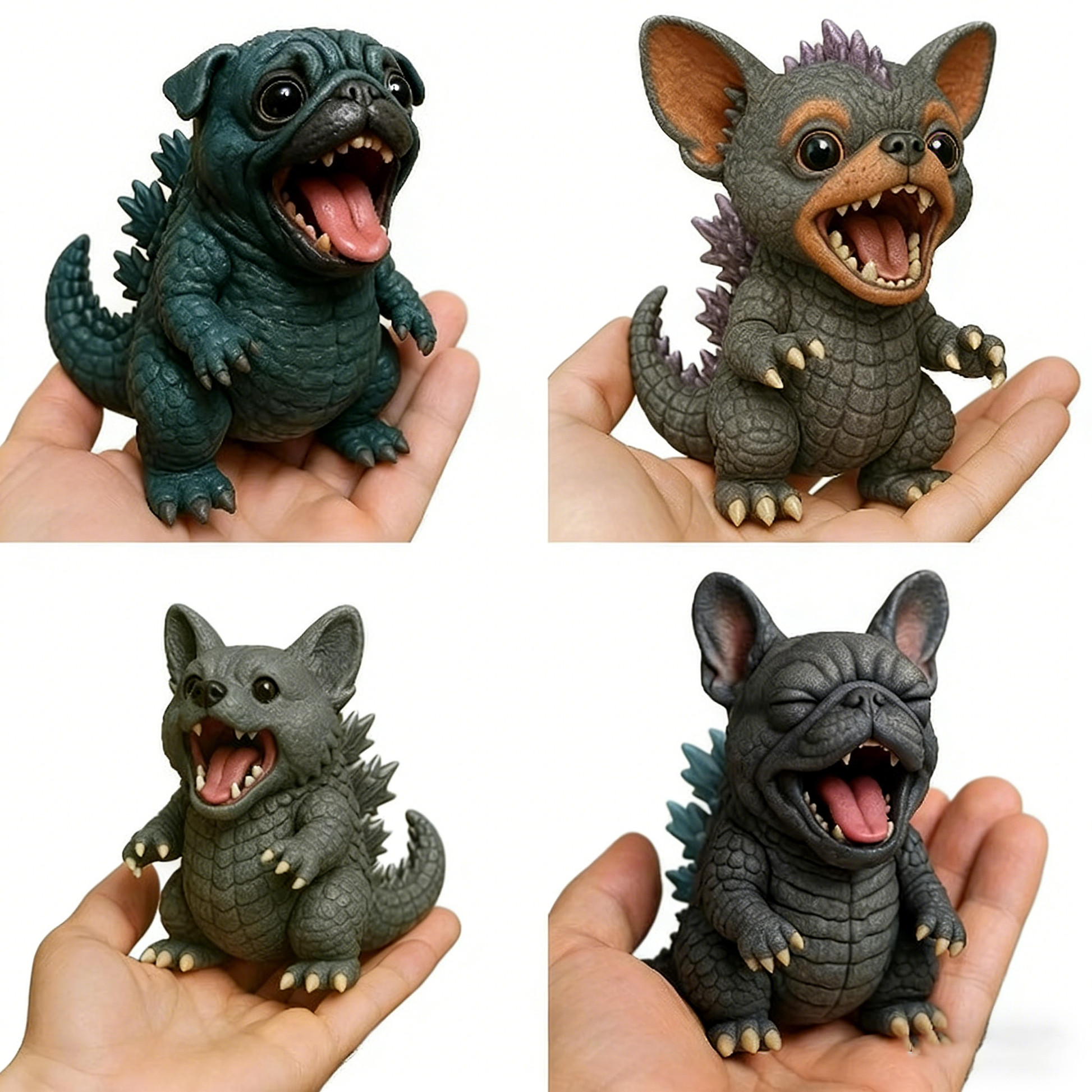 Cute Monster Dog Figurine - Gojira-Inspired Puppy Statue, Collectible Animal Decor for Desk, Shelf, or Unique Gift