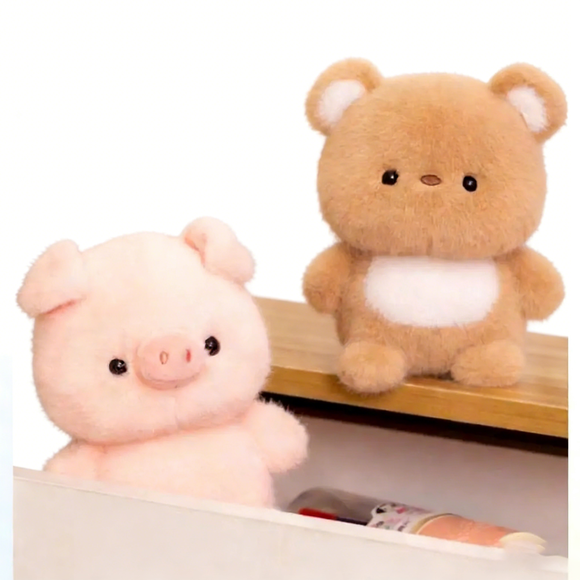 "Cute Animal Plush Toy Set (9 Pcs) - Soft Stuffed Panda/Fox/Pig/Elephant/Bear for Kids, Cuddly Gift for Bedroom Decor & Stress Relief"