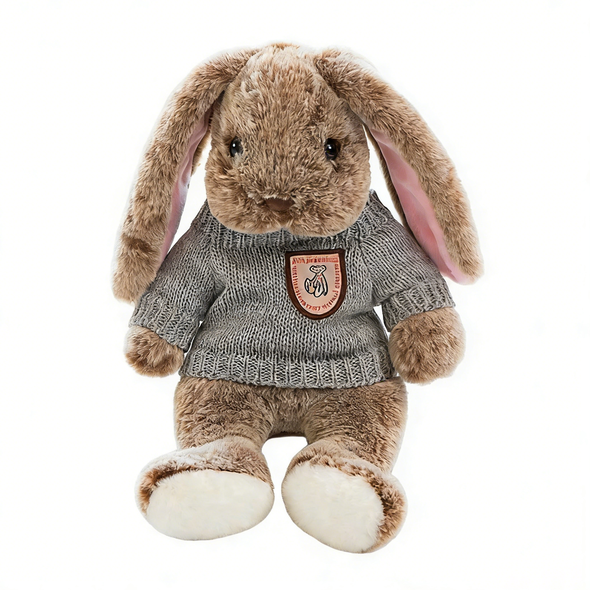 "Cute Long-Eared Bunny Plush Toy - Soft Stuffed Animal with Knit Sweater/Scarf | Adorable Kids Gift, Bedtime Companion (Multiple Colors)"