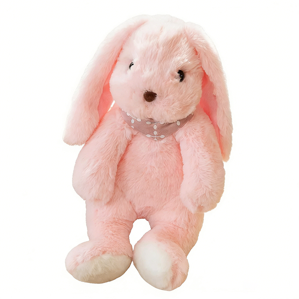 "Cute Long-Eared Bunny Plush Toy - Soft Stuffed Animal with Knit Sweater/Scarf | Adorable Kids Gift, Bedtime Companion (Multiple Colors)"