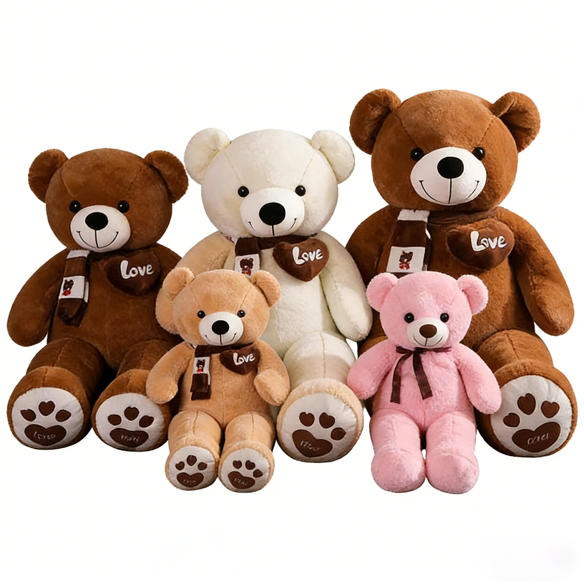 Giant Teddy Bear Plush Toy Set (Multiple Sizes/Colors) - Soft "Love" Heart Stuffed Animal, Cuddly Bear Pillow for Kids/Adults, Perfect Valentine's/Birthday/Anniversary Gift for Loved Ones