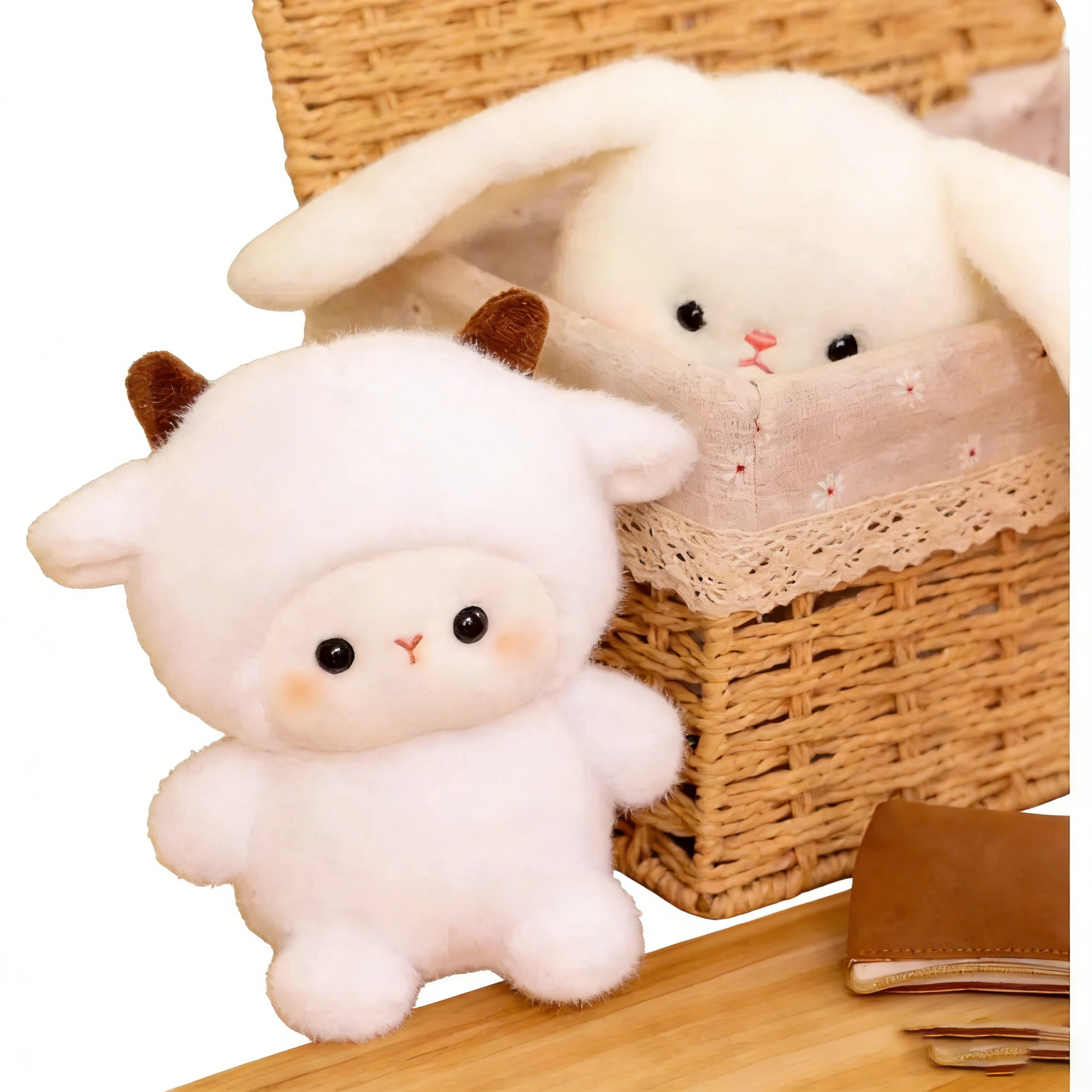 "Cute Animal Plush Toy Set (9 Pcs) - Soft Stuffed Panda/Fox/Pig/Elephant/Bear for Kids, Cuddly Gift for Bedroom Decor & Stress Relief"