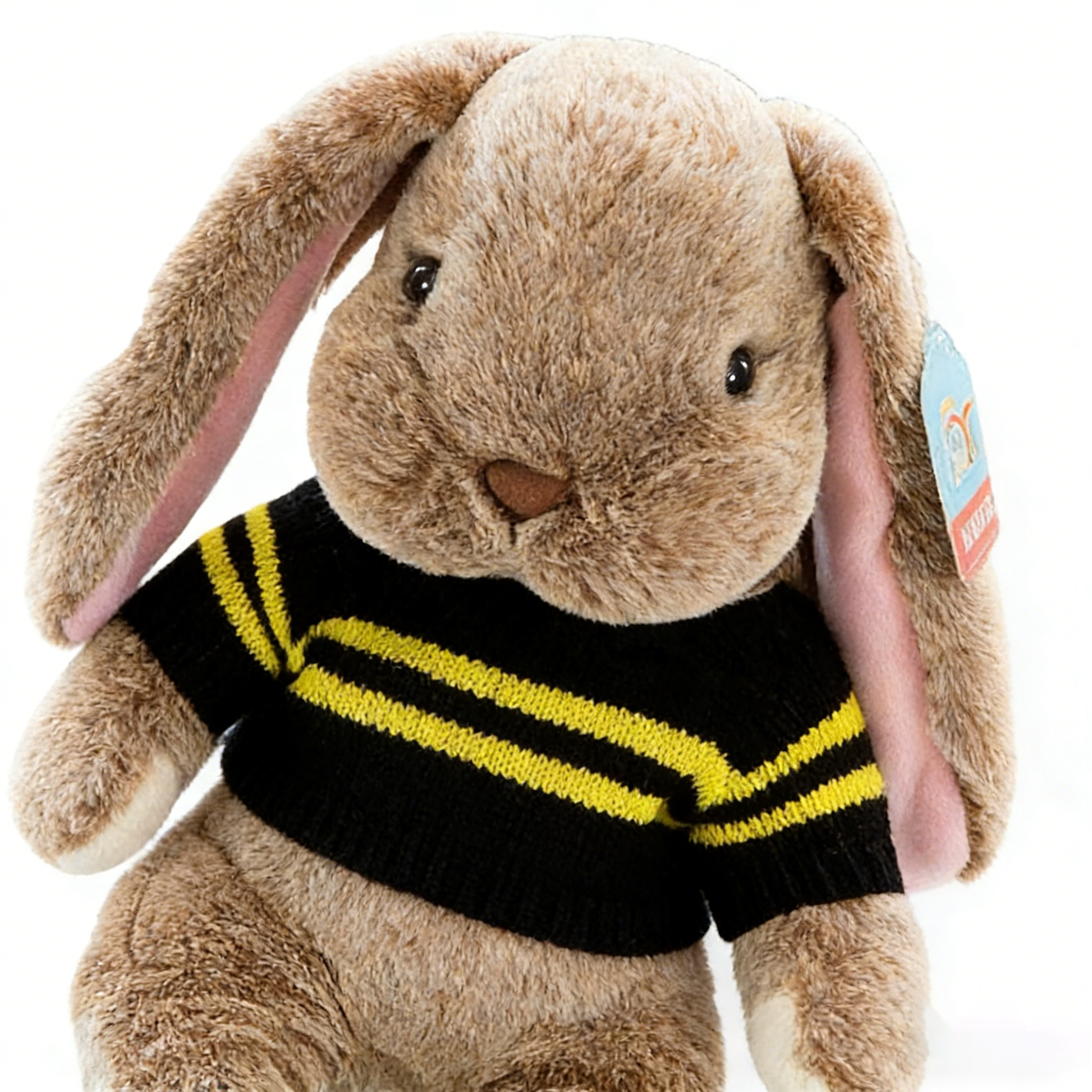 "Cute Long-Eared Bunny Plush Toy - Soft Stuffed Animal with Knit Sweater/Scarf | Adorable Kids Gift, Bedtime Companion (Multiple Colors)"