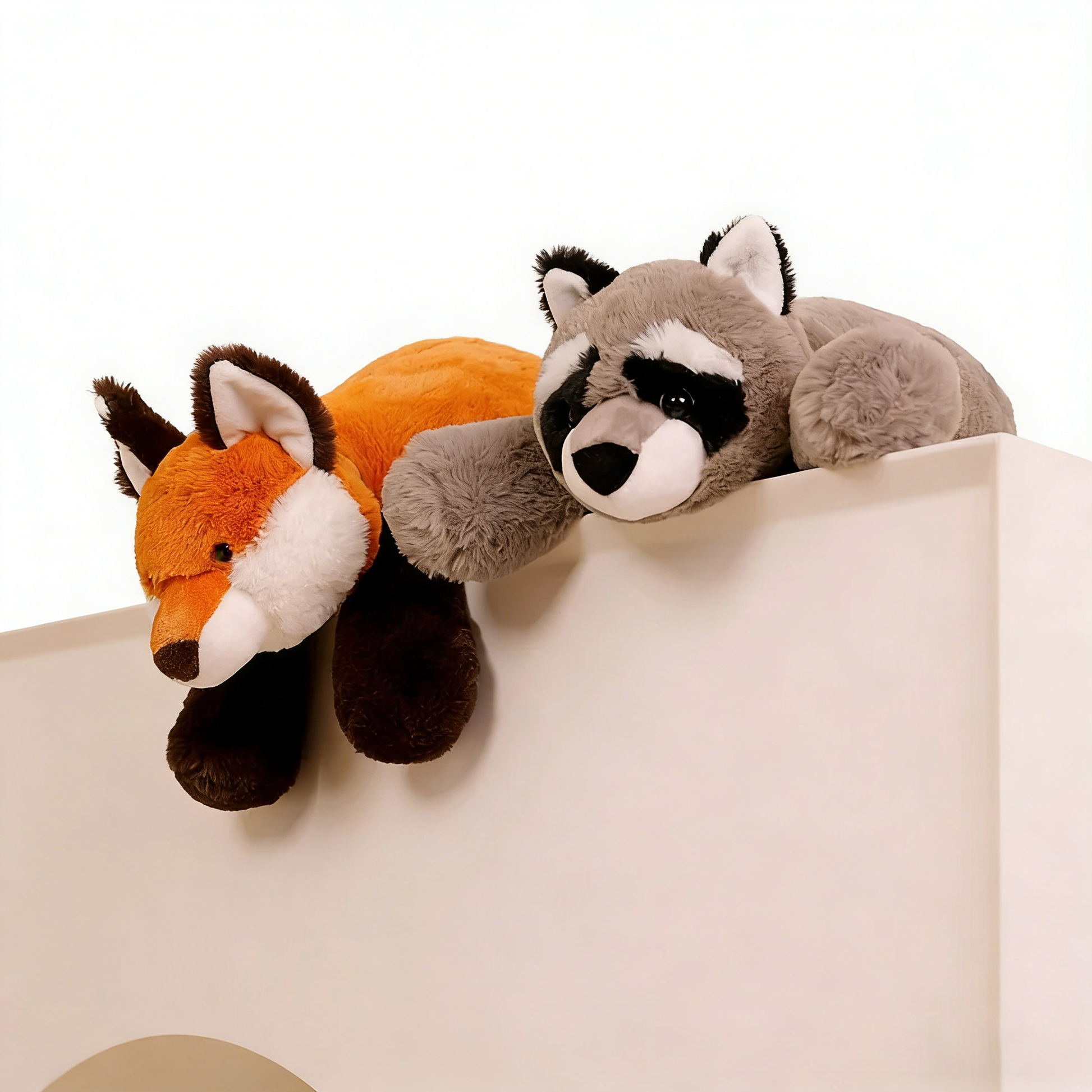 Cute Fox & Raccoon Stuffed Animals Set - Soft Plush Cuddly Toys for Kids Adults, Birthday Christmas Gift, Huggable Bedtime Companions