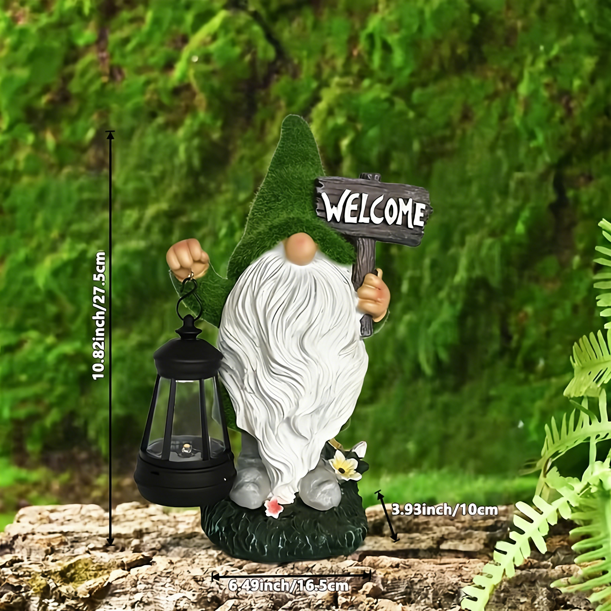 Solar Garden Lights Resin Elf Statue - Outdoor Decorative Solar-Powered LED Lights for Yard, Patio, Garden - Cute Resin Fairy/Elephant/Cat Figurine Solar Lamp (Waterproof, Auto On/Off)