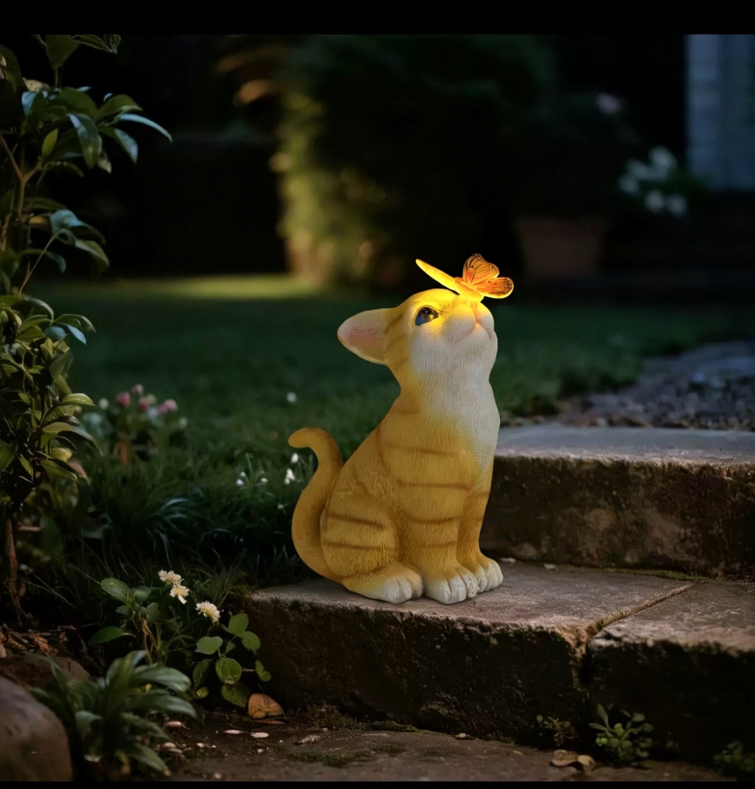 Solar Garden Lights Resin Elf Statue - Outdoor Decorative Solar-Powered LED Lights for Yard, Patio, Garden - Cute Resin Fairy/Elephant/Cat Figurine Solar Lamp (Waterproof, Auto On/Off)