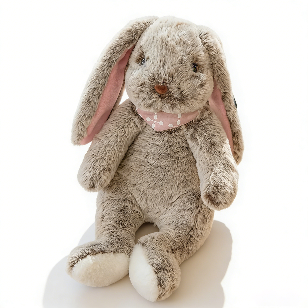 "Cute Long-Eared Bunny Plush Toy - Soft Stuffed Animal with Knit Sweater/Scarf | Adorable Kids Gift, Bedtime Companion (Multiple Colors)"