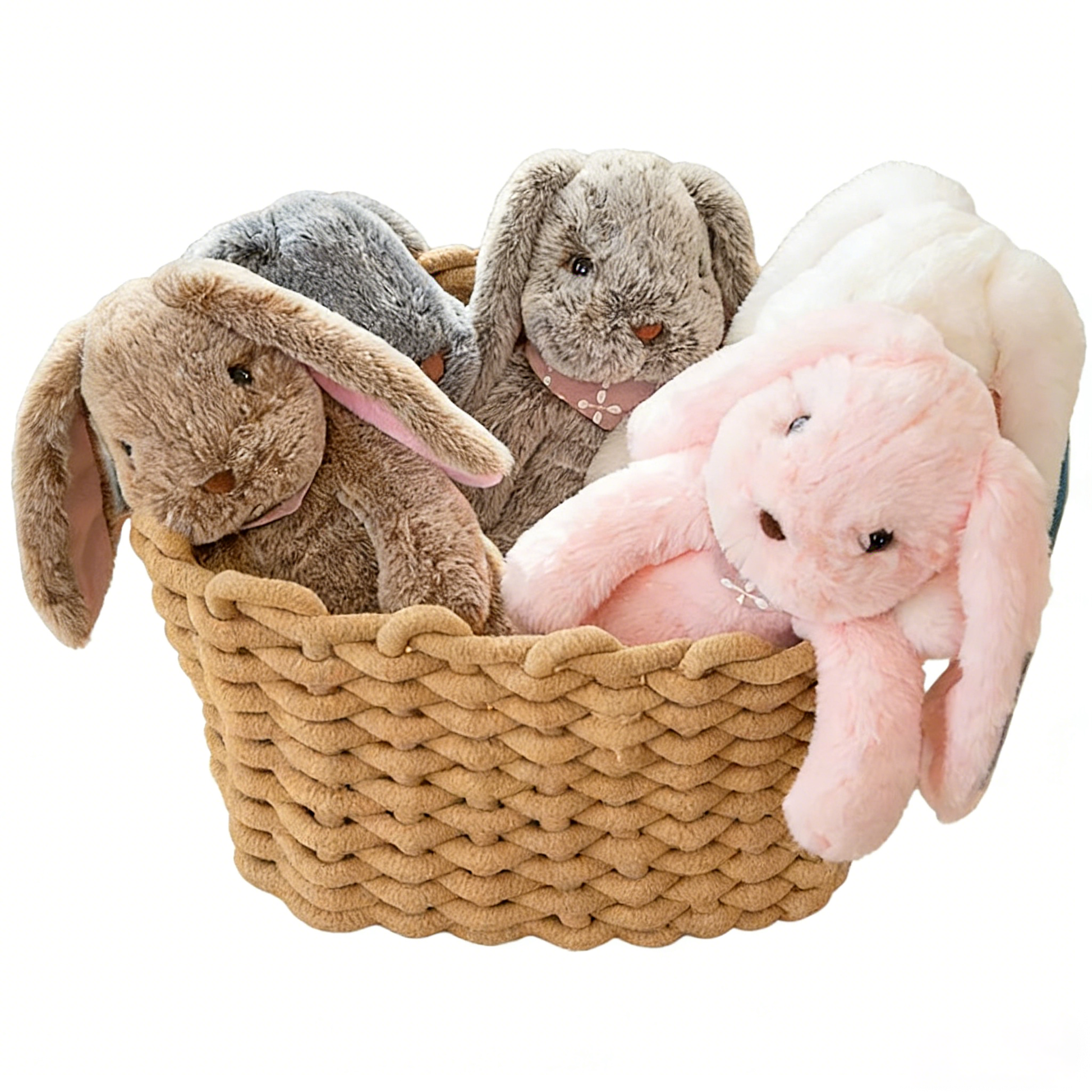 "Cute Long-Eared Bunny Plush Toy - Soft Stuffed Animal with Knit Sweater/Scarf | Adorable Kids Gift, Bedtime Companion (Multiple Colors)"