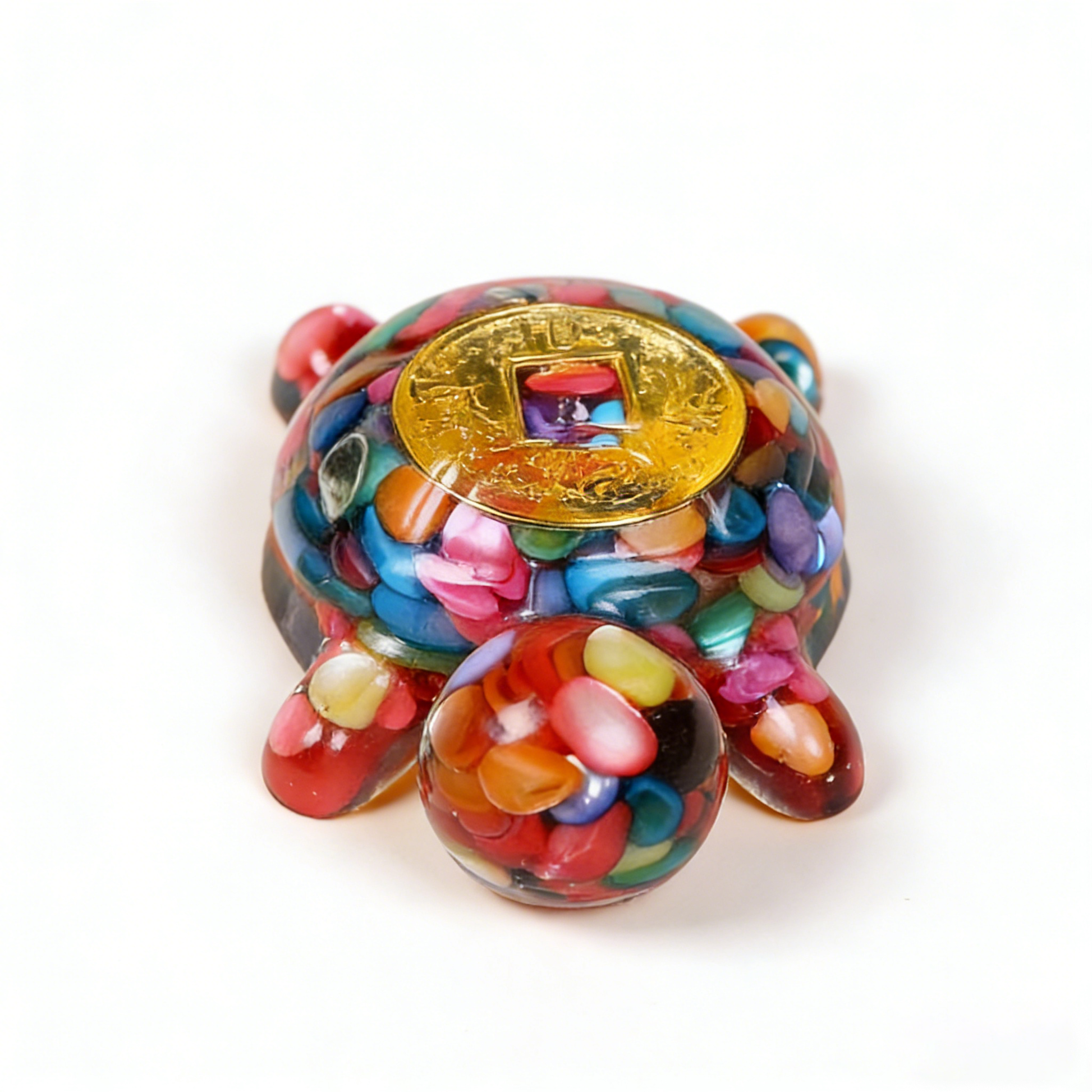 Crystal Coin Turtle Wealth Charm - Lucky Feng Shui Tortoise Statue for Prosperity | Mini Crystal Money Turtle Decor