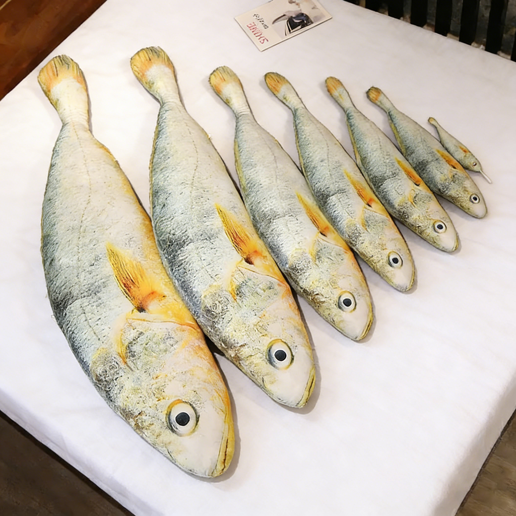 Realistic Yellow Croaker Plush Toy | 60cm Soft Stuffed Fish Pillow | Emotional Support Cuddle Buddy for Adults & Kids | Home Decor Gift for Ocean Lovers