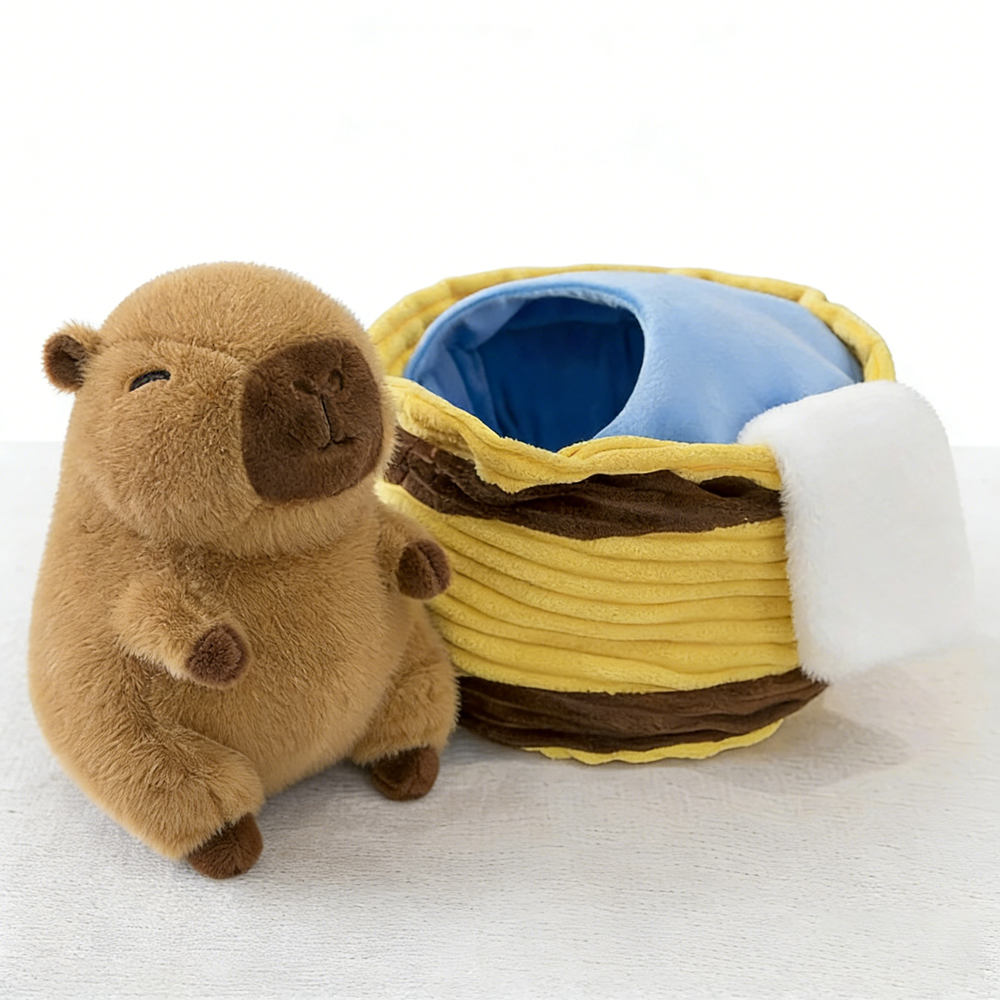 Cute Capybara Plush Toy with Cozy Bathtub Bed - Soft Stuffed Animal for Kids & Adults, Huggable Companion Gift