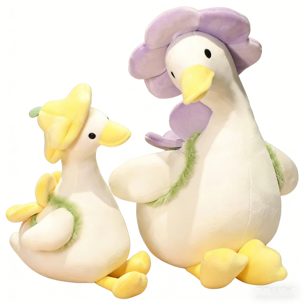 Giant Flower Hat Duck Plush Toy – Soft Stuffed Animal Duck Pillow for Cuddling, Kids Gift, Home Decor | Cute Large Plush Duck for Adults & Children