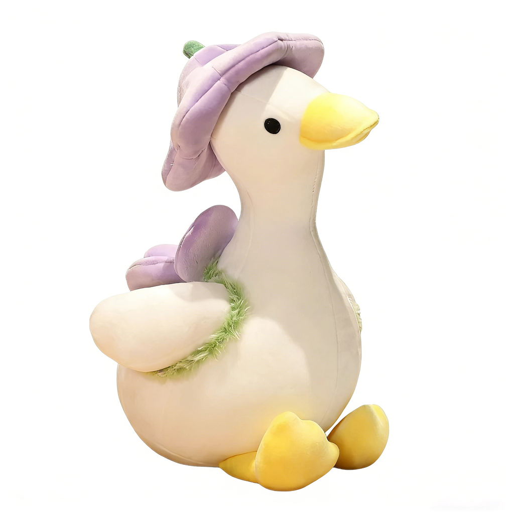 Giant Flower Hat Duck Plush Toy – Soft Stuffed Animal Duck Pillow for Cuddling, Kids Gift, Home Decor | Cute Large Plush Duck for Adults & Children