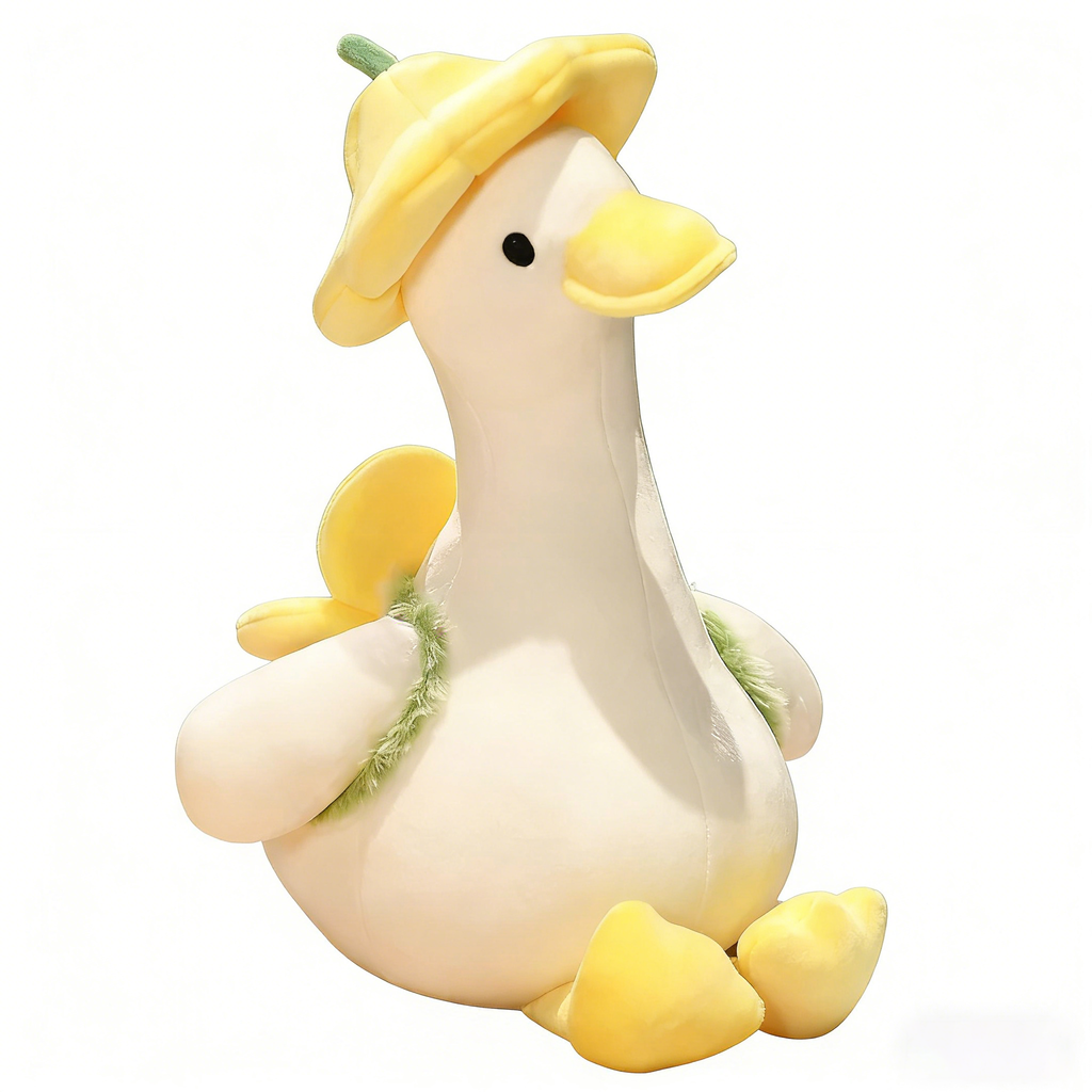 Giant Flower Hat Duck Plush Toy – Soft Stuffed Animal Duck Pillow for Cuddling, Kids Gift, Home Decor | Cute Large Plush Duck for Adults & Children