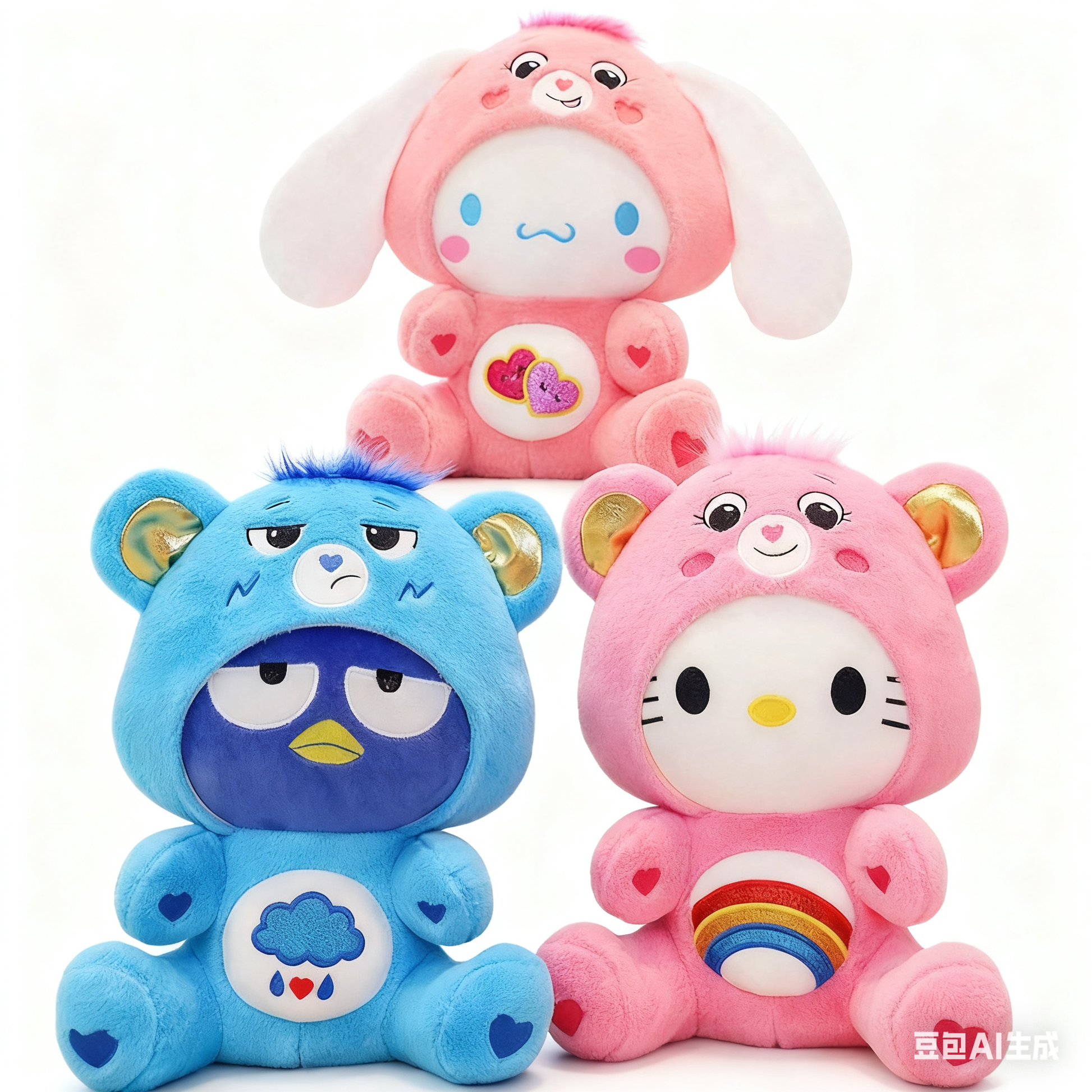 Meet the Dreamy Sanrio x Care Bears Crossover Plushies: 30cm of Rainbow Magic!