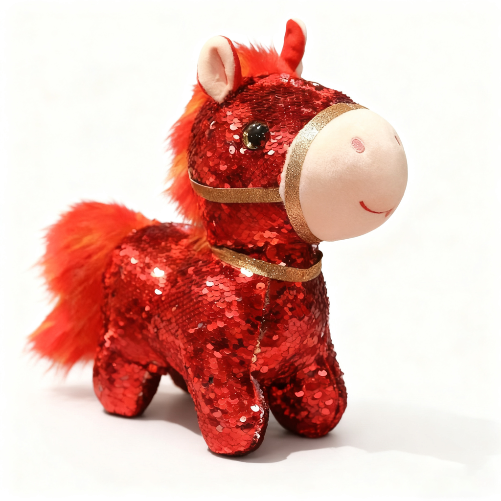 "Reversible Sequin Horse Plush Toy – Stress Relief Companion with Magical Sparkle, Perfect Heartwarming Gift for Kids & Adults"
