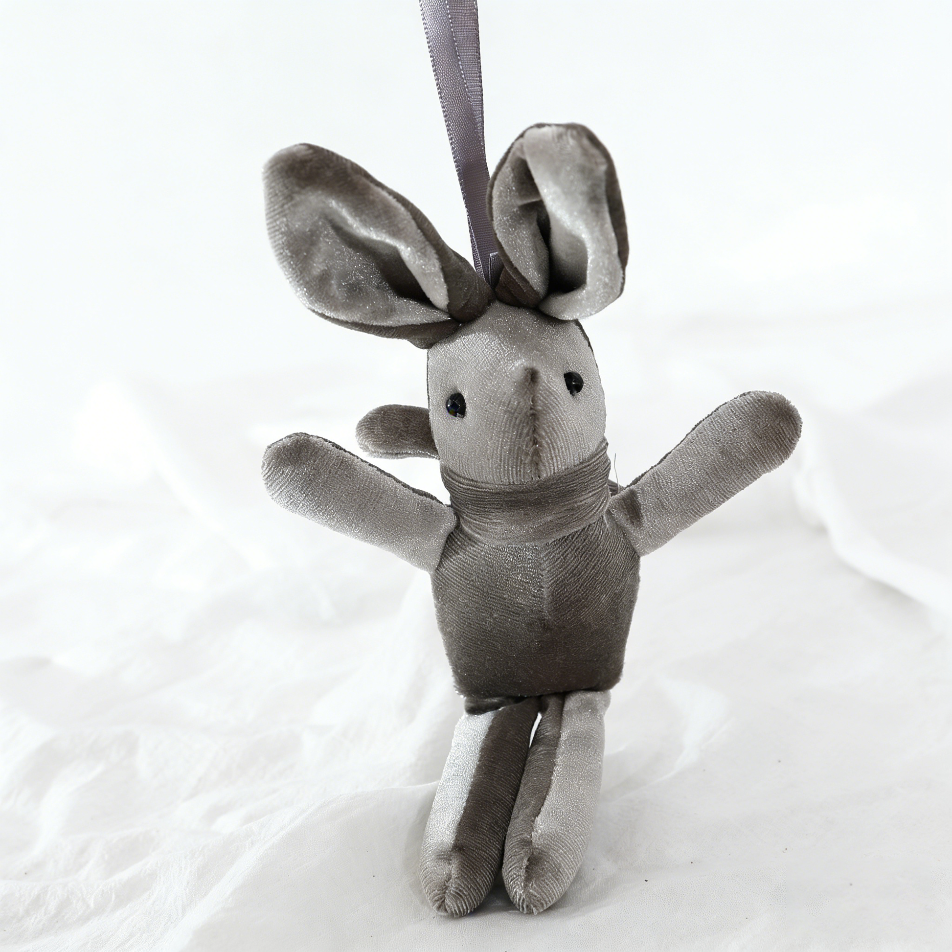 Velvet Wish Bunny Plush Keychain - Soft Corduroy Rabbit Stuffed Animal Charm for Bag/Car/Home | Cute Lucky Wish Rabbit Toy (Multiple Colors)