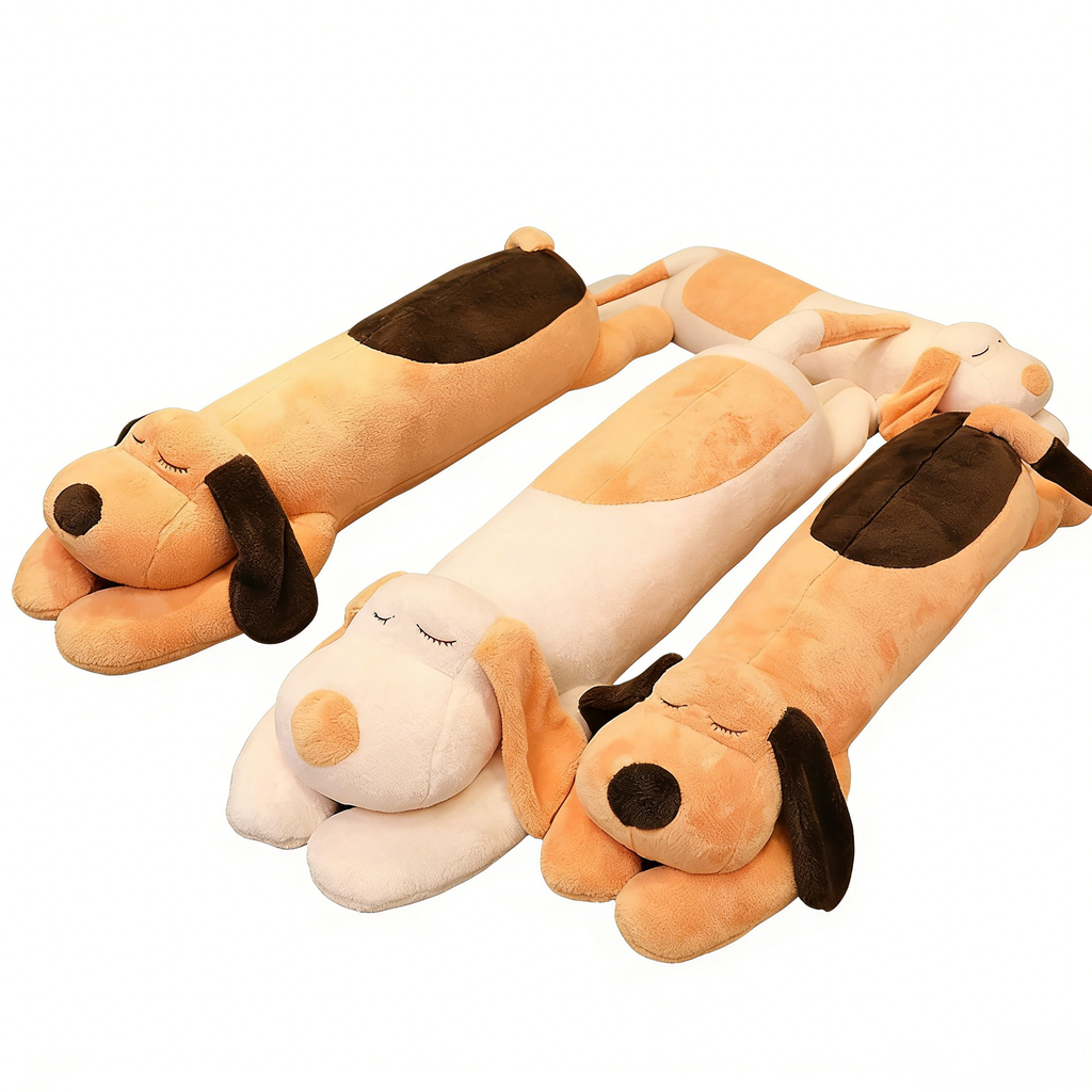 "Long Body Sleeping Dog Plush Pillow - Soft Stuffed Animal Cuddle Toy for Kids & Adults, Cute Dachshund Shaped Lumbar Support Pillow (Multiple Colors)"