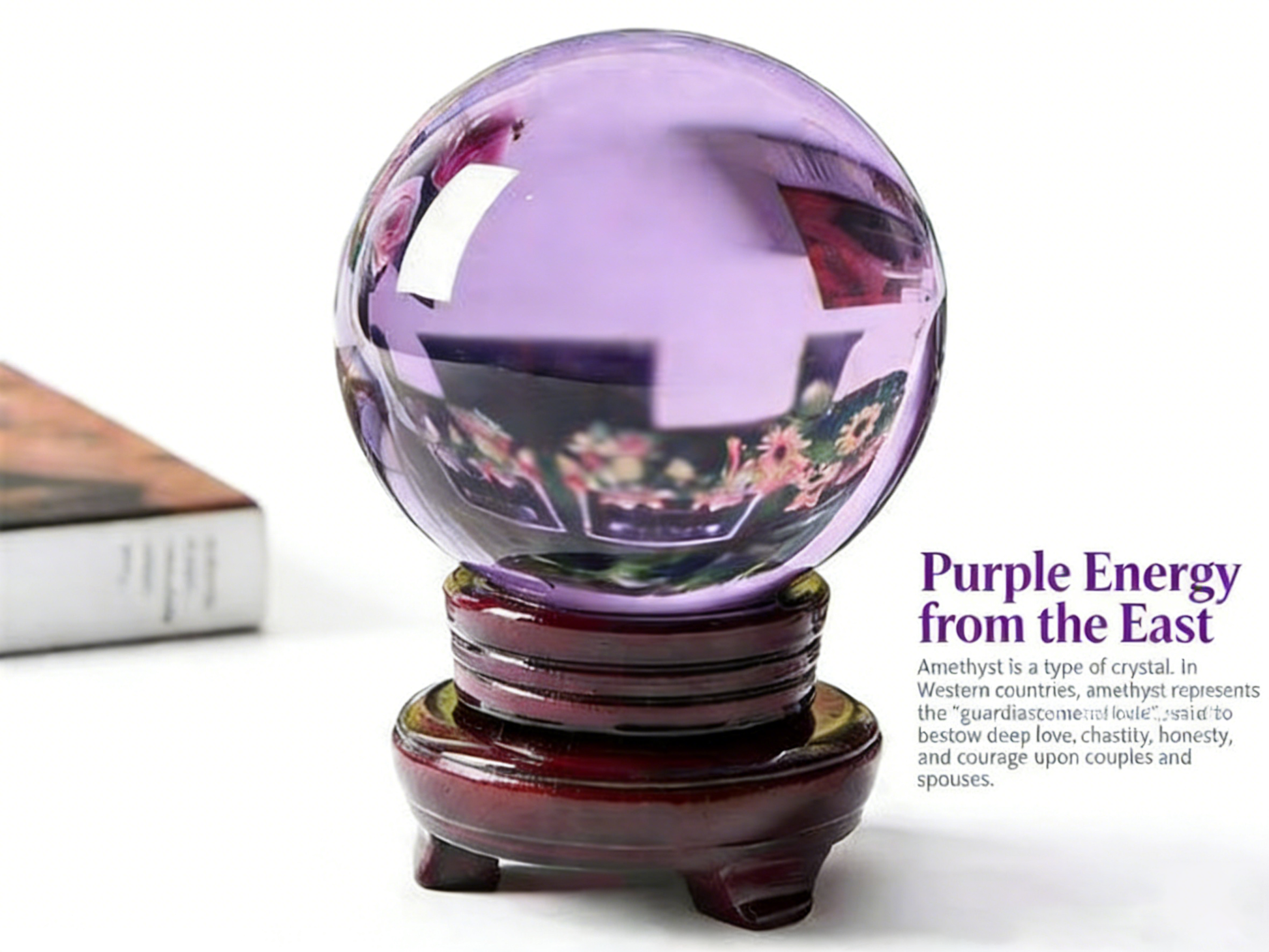 Amethyst & Blue & Wealth Gold Crystal Ball Set - Spiritual Decor for Good Fortune, Career Prosperity & Calm Energy | Home/Office Luck Ornament