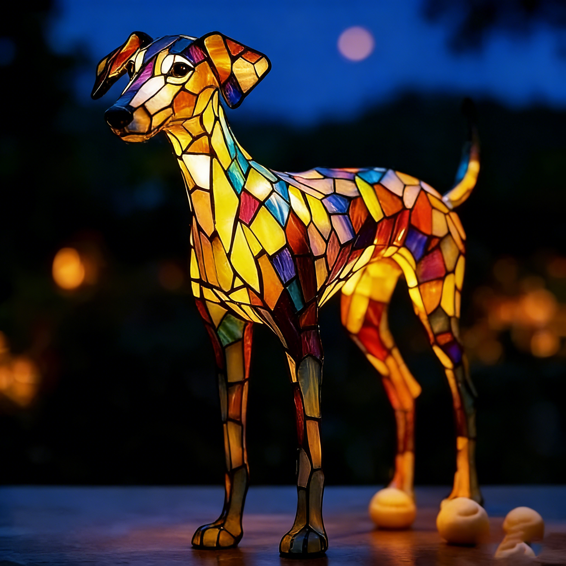 Resin Stained Glass Pet Lamp - Dog/Cat Night Light for Bedroom | Pet Lover Decor | Dachshund/Beagle/Black Cat Table Lamp