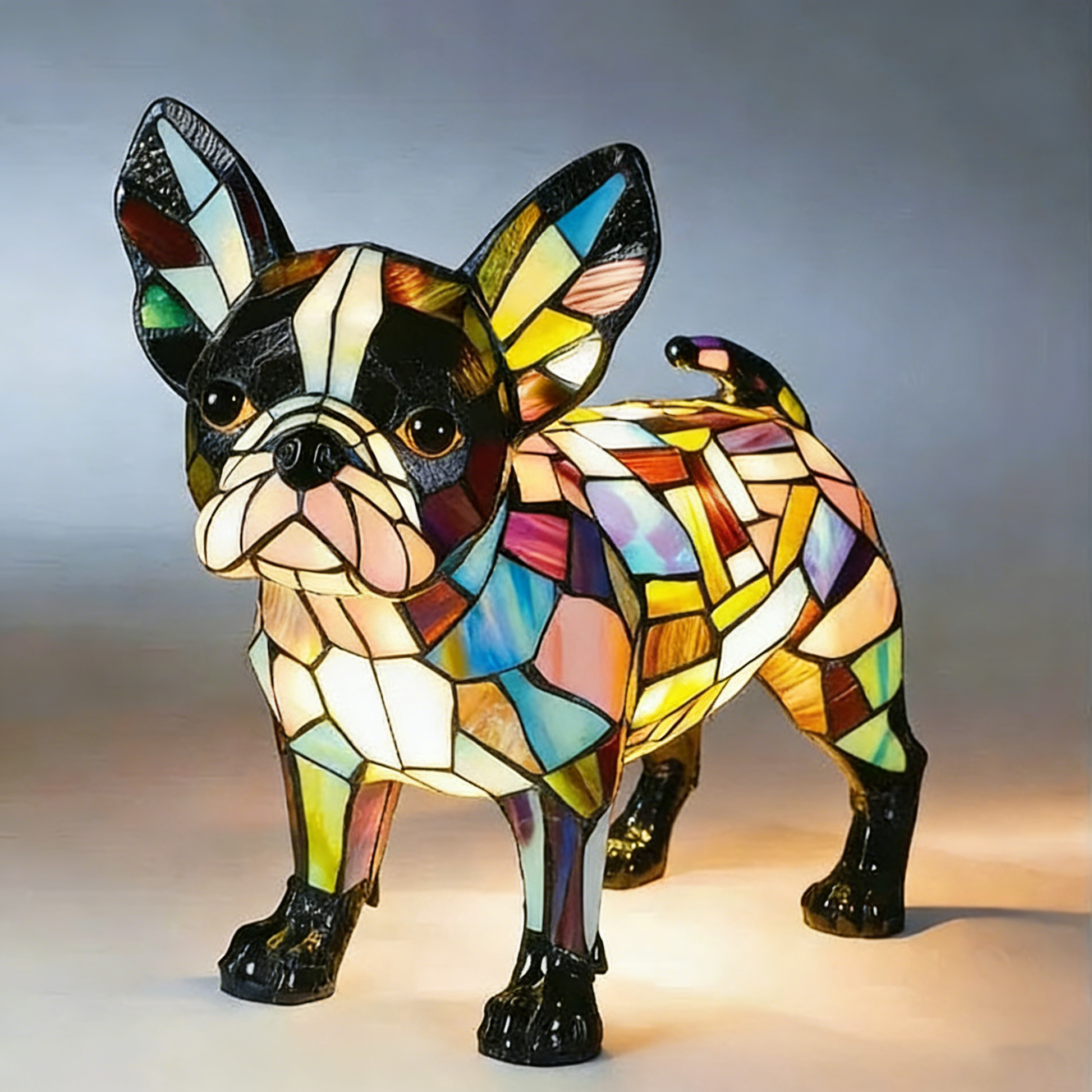 Resin Stained Glass Pet Lamp - Dog/Cat Night Light for Bedroom | Pet Lover Decor | Dachshund/Beagle/Black Cat Table Lamp