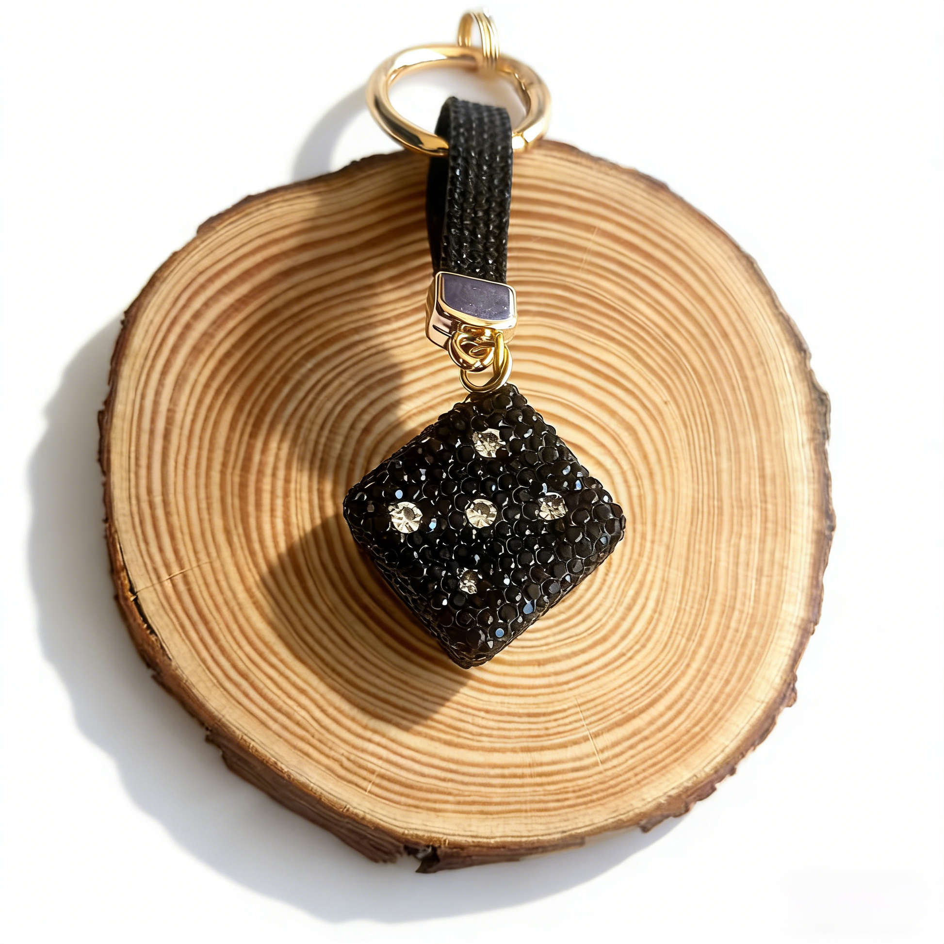 Handmade rhinestone dice pendant | Energy boost