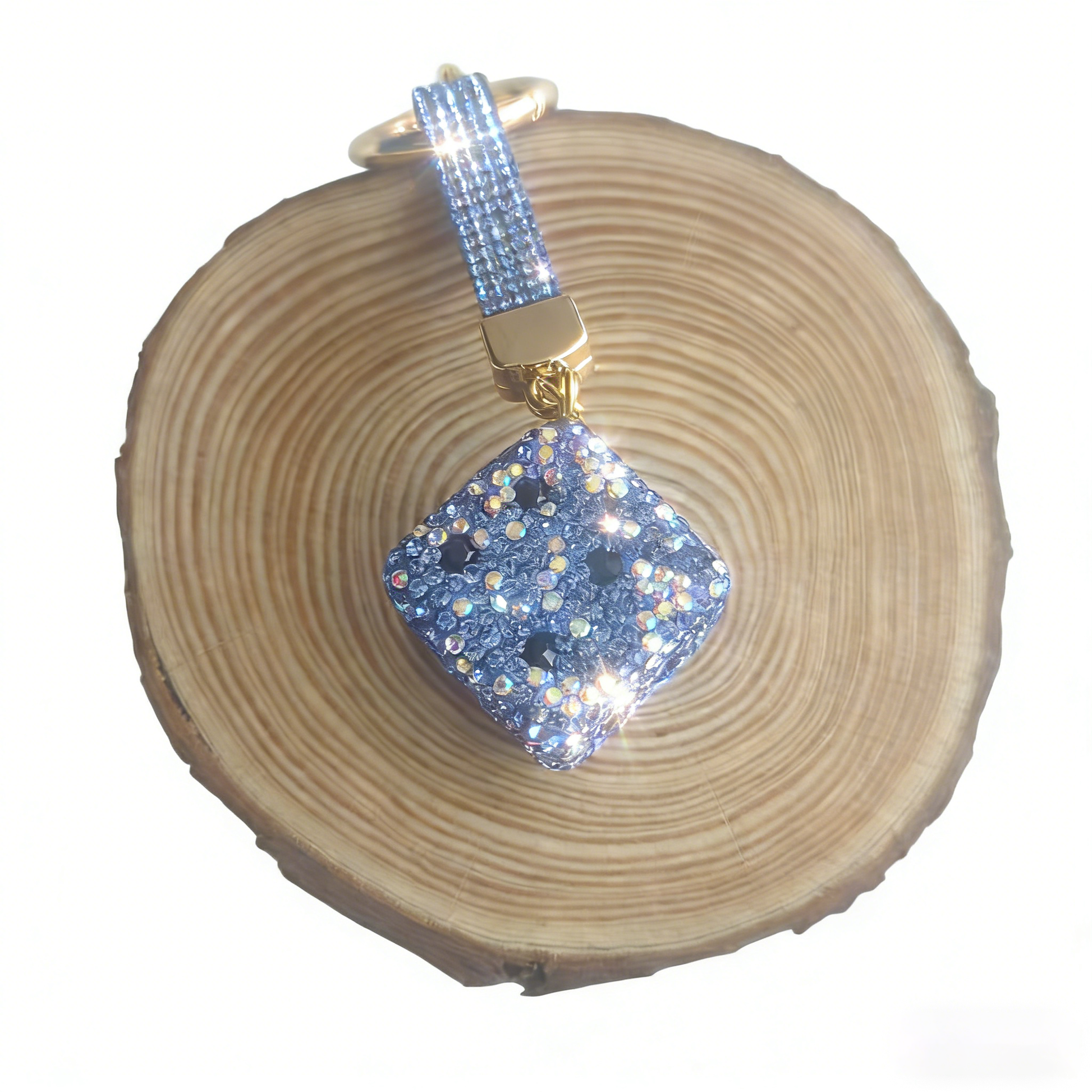 Handmade rhinestone dice pendant | Energy boost