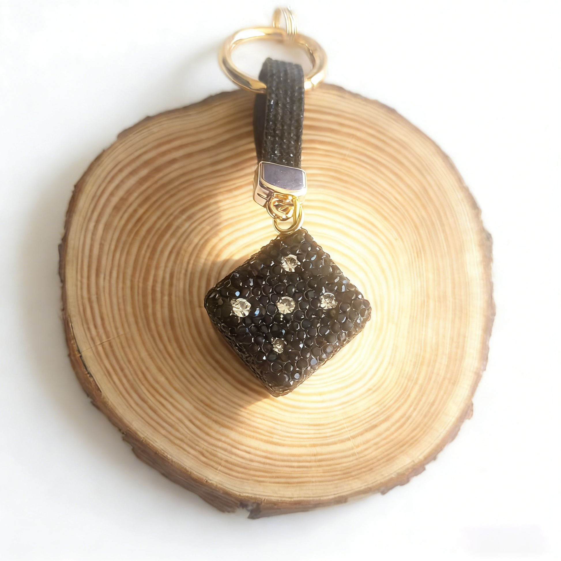 Handmade rhinestone dice pendant | Energy boost