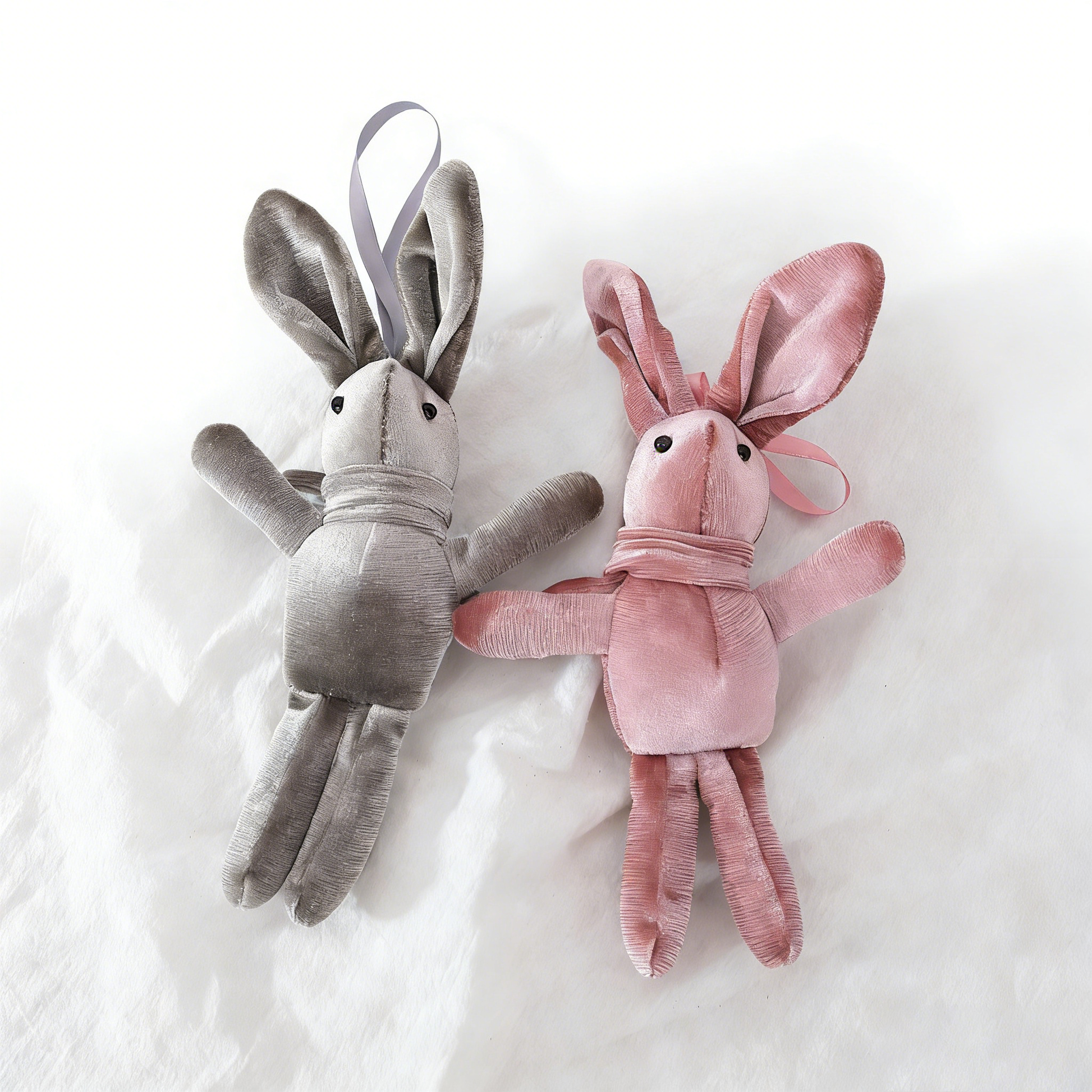 Velvet Wish Bunny Plush Keychain - Soft Corduroy Rabbit Stuffed Animal Charm for Bag/Car/Home | Cute Lucky Wish Rabbit Toy (Multiple Colors)