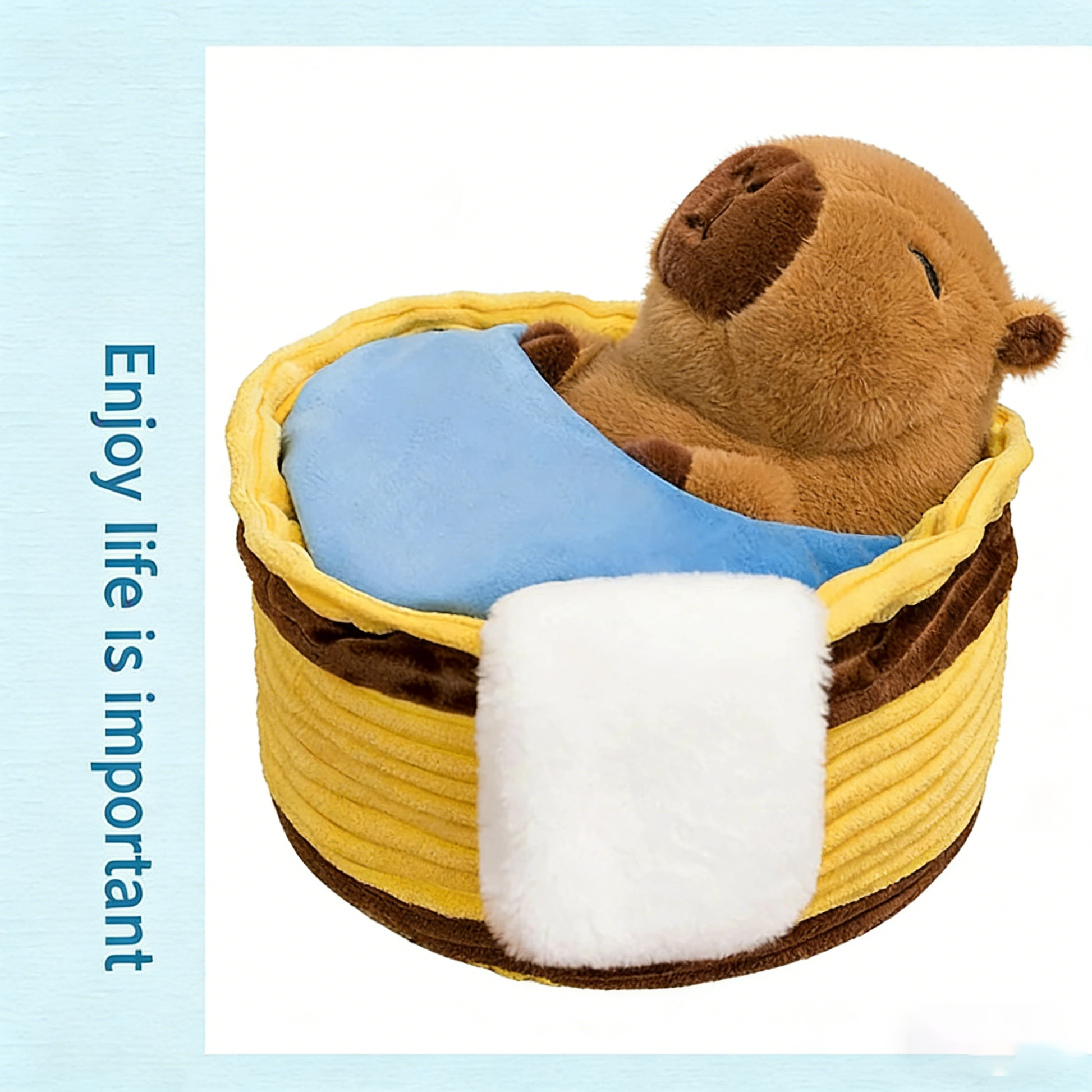 Cute Capybara Plush Toy with Cozy Bathtub Bed - Soft Stuffed Animal for Kids & Adults, Huggable Companion Gift