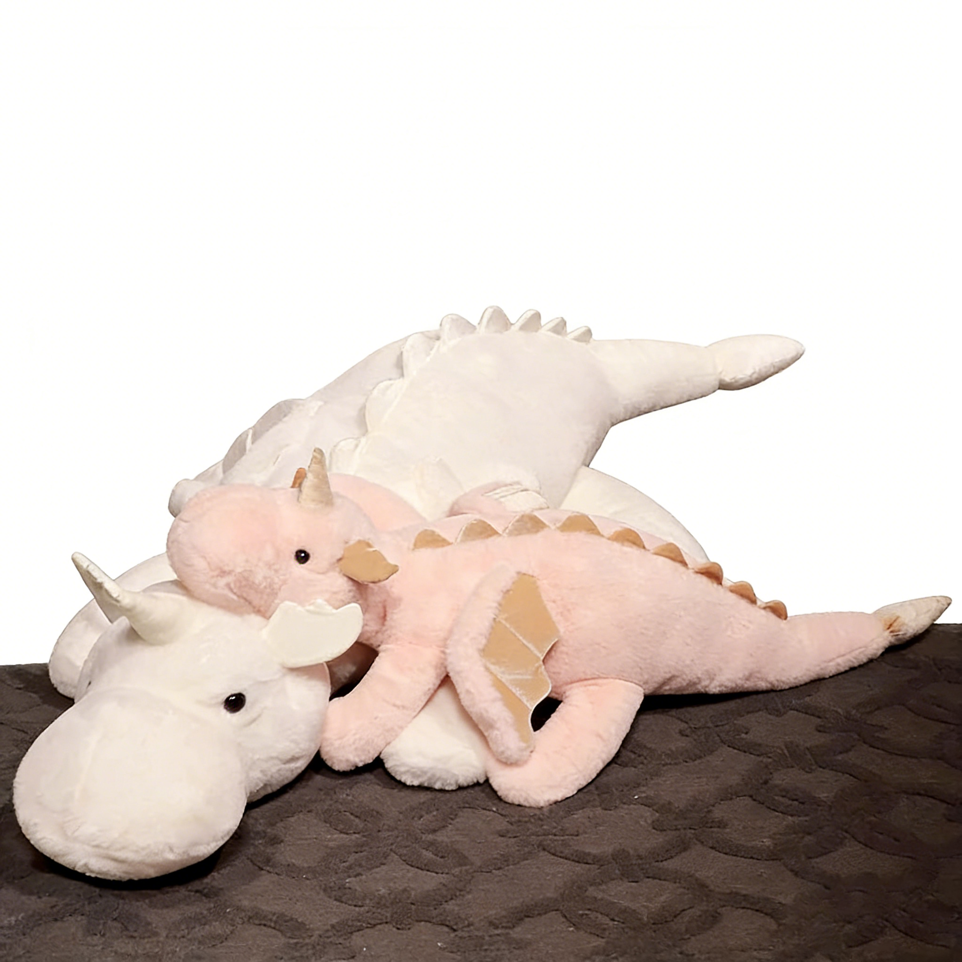Giant Soft Dragon Plush Toy - Large Stuffed Animal Pillow for Kids & Adults, Huggable Long Body Cuddly Dragon Stuffed Toy (Pink/White, Multiple Sizes)