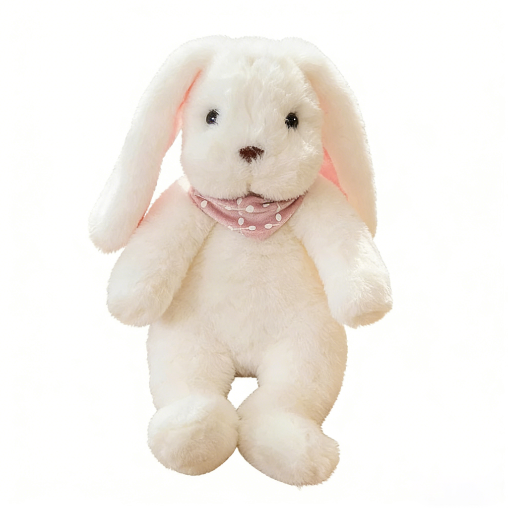 "Cute Long-Eared Bunny Plush Toy - Soft Stuffed Animal with Knit Sweater/Scarf | Adorable Kids Gift, Bedtime Companion (Multiple Colors)"