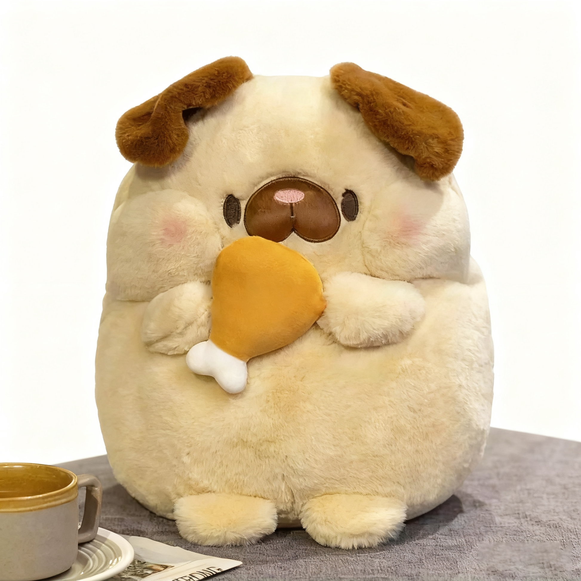 “Adorable Plush Toys Set: Pink Pig with Cabbage & Beige Dog with Drumstick, Soft Stuffed Animals, Cute Plushies for Kids, Ideal Gifts for Boys & Girls”