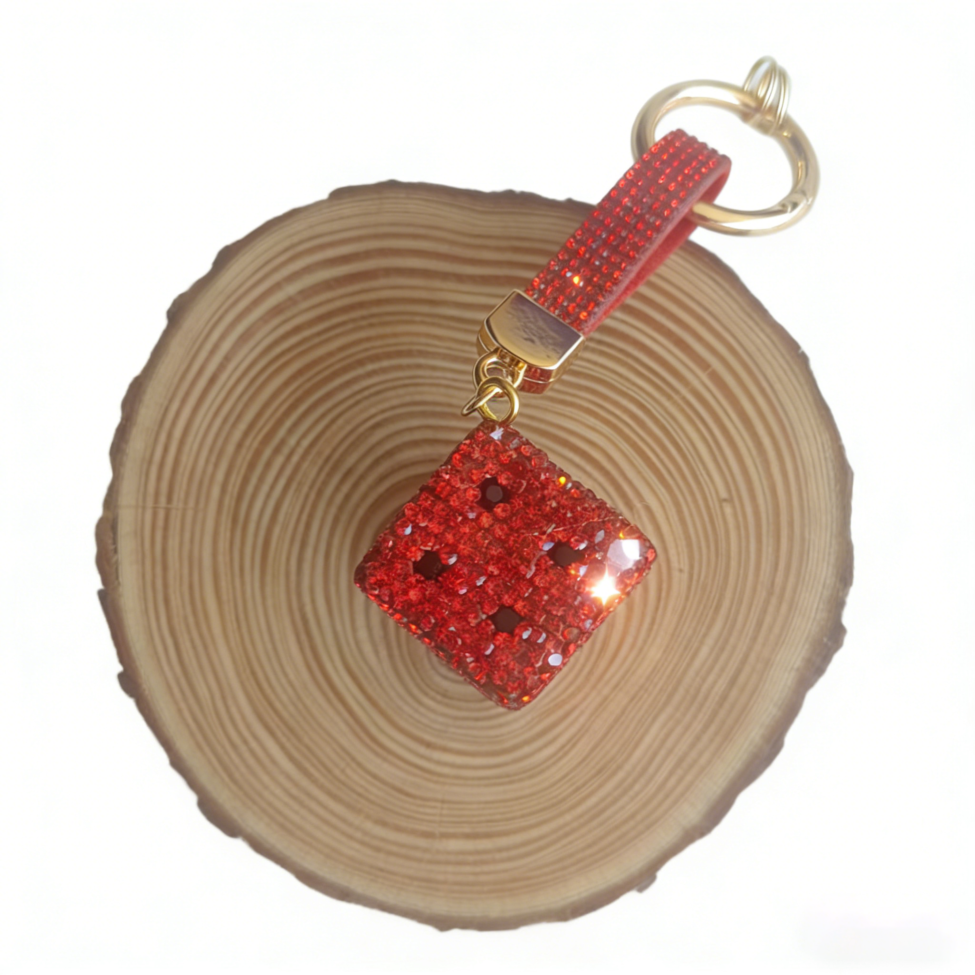 Handmade rhinestone dice pendant | Energy boost