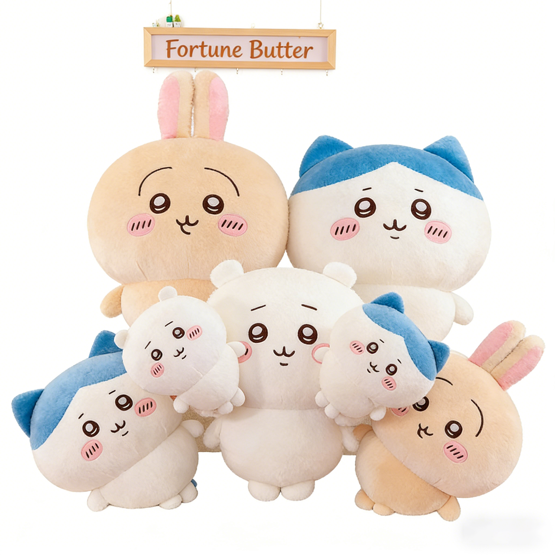 "Cute Round Animal Plush Toy Set  Soft Stuffed Bunny & Cat Plushies for Kids & Adults, Cuddly Cartoon Doll Gift for Bedroom Decor"