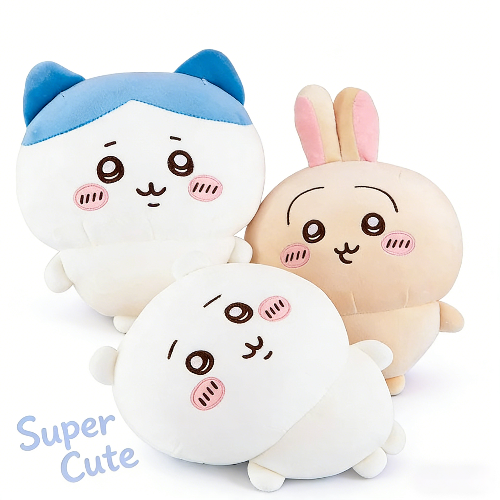 "Cute Round Animal Plush Toy Set  Soft Stuffed Bunny & Cat Plushies for Kids & Adults, Cuddly Cartoon Doll Gift for Bedroom Decor"