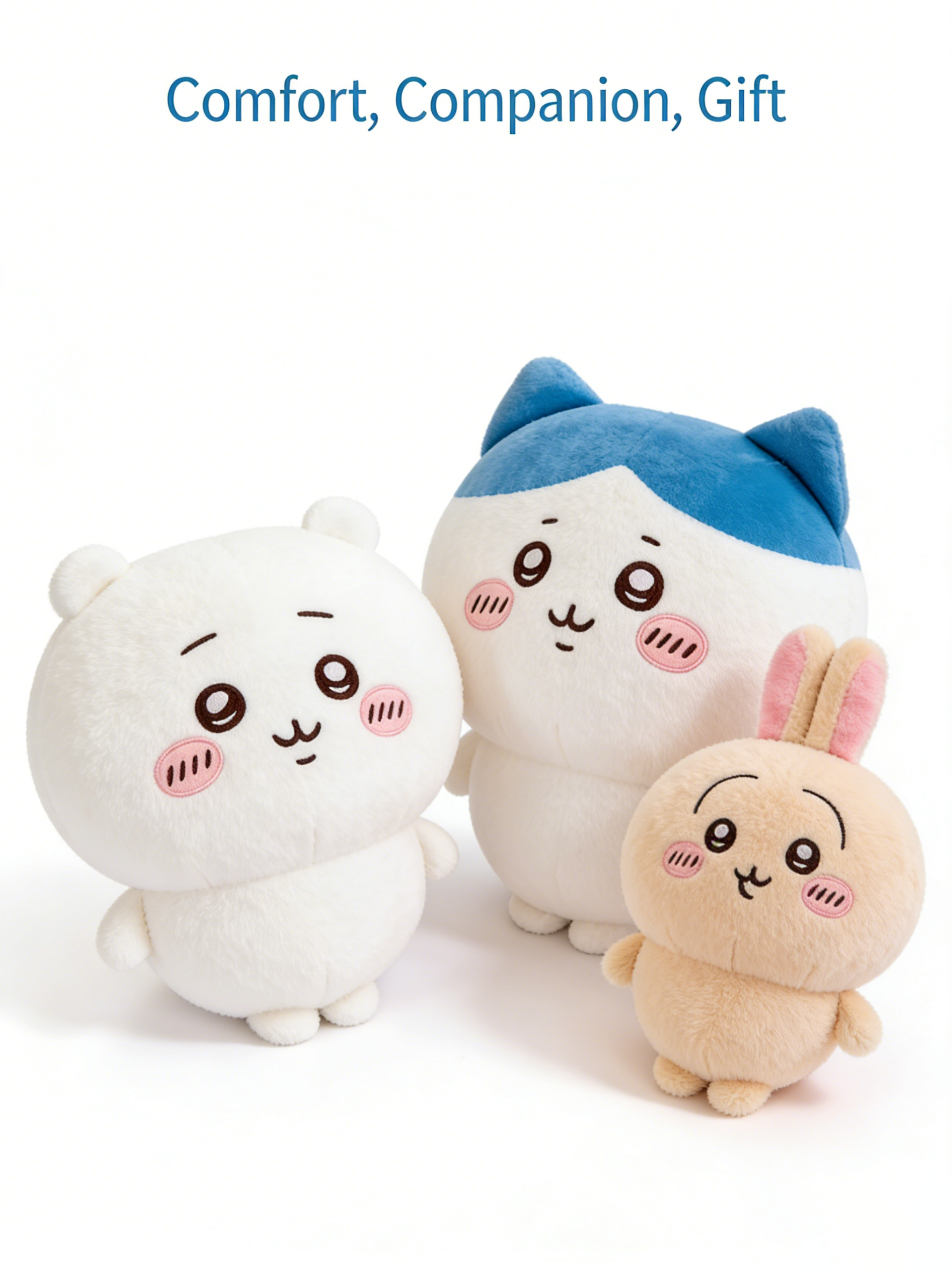 "Cute Round Animal Plush Toy Set  Soft Stuffed Bunny & Cat Plushies for Kids & Adults, Cuddly Cartoon Doll Gift for Bedroom Decor"