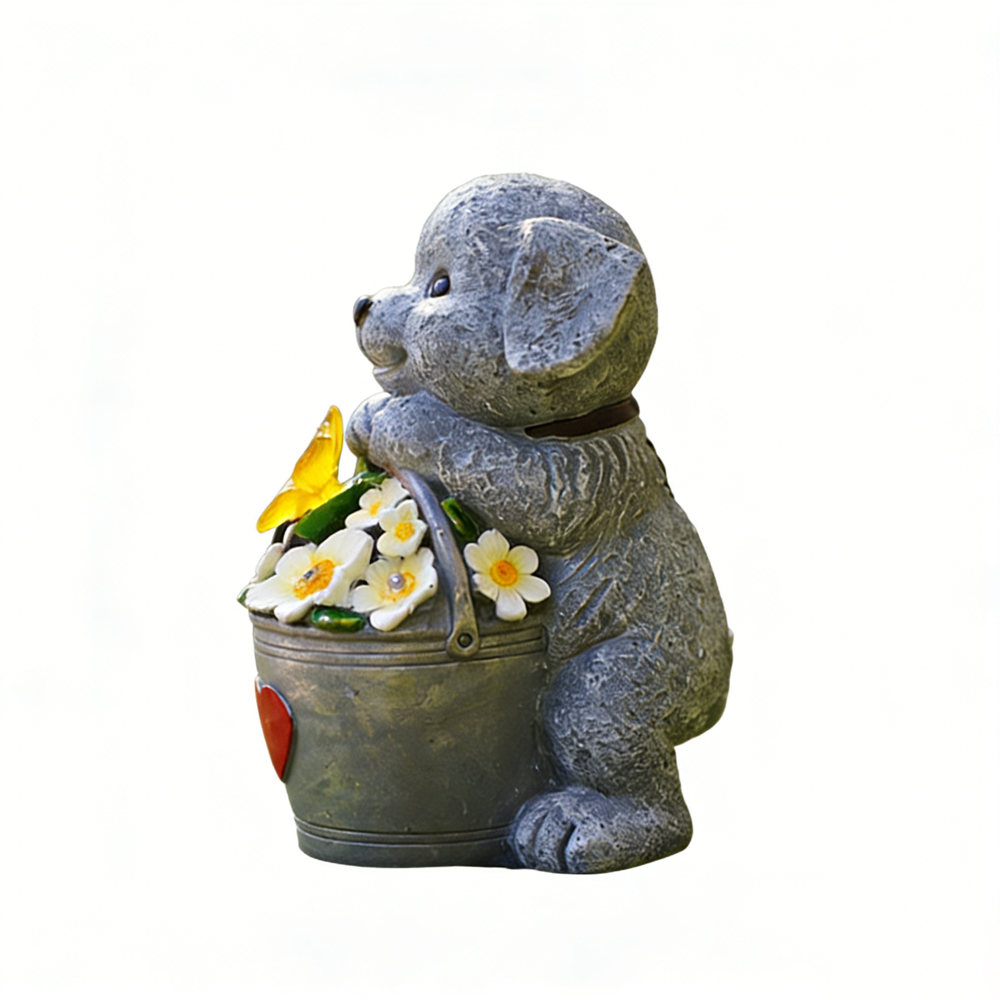 Solar Powered Puppy Resin Garden Statue with LED Lights - Cute Animal Decor for Outdoor/Indoor | Pet Lover Gift