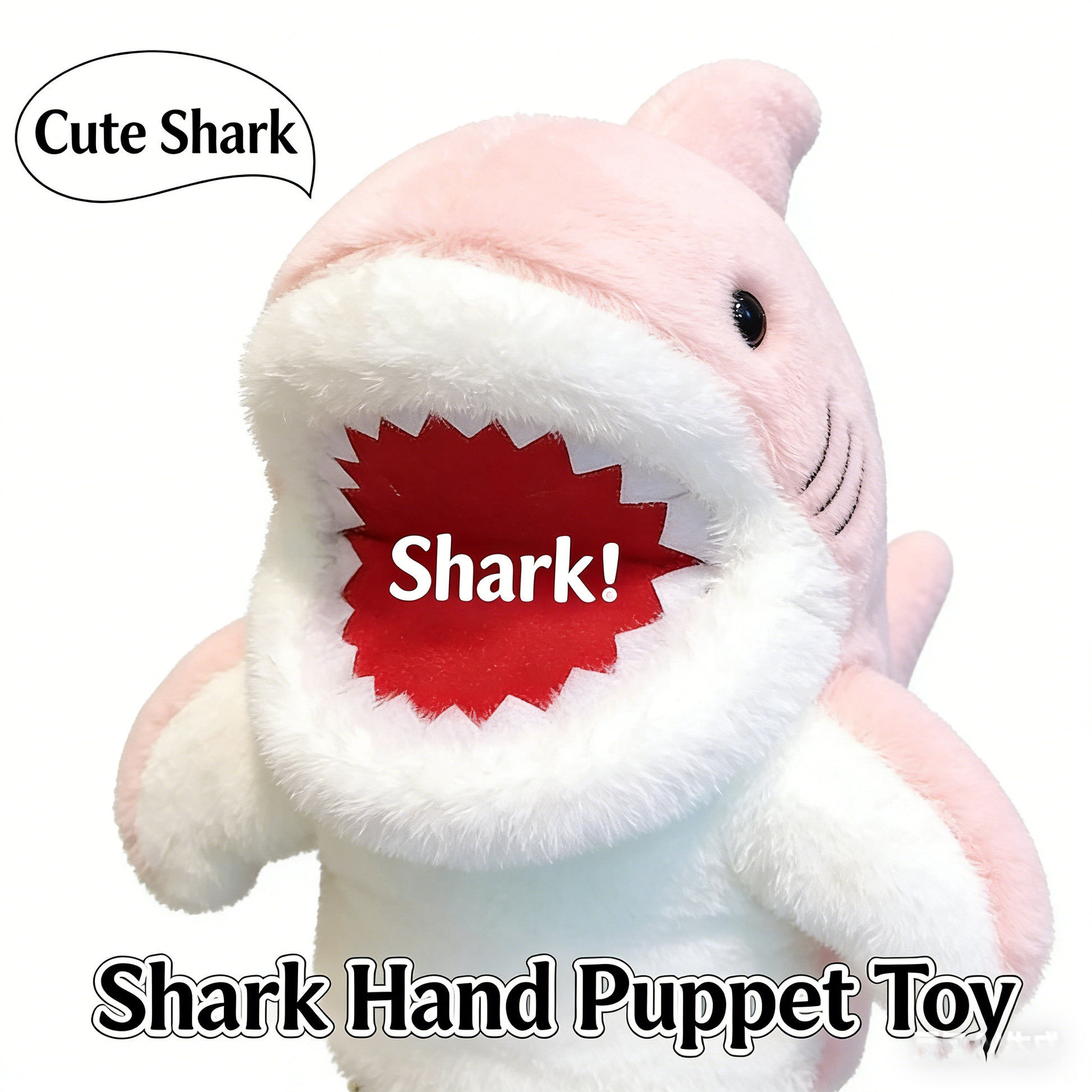 Cute Shark Hand Puppet Plush Toy - Soft Fluffy Animal Hand Puppets for Kids Toddlers, Interactive Puppet Show Toys, Gift for Boys Girls Birthday & Playtime