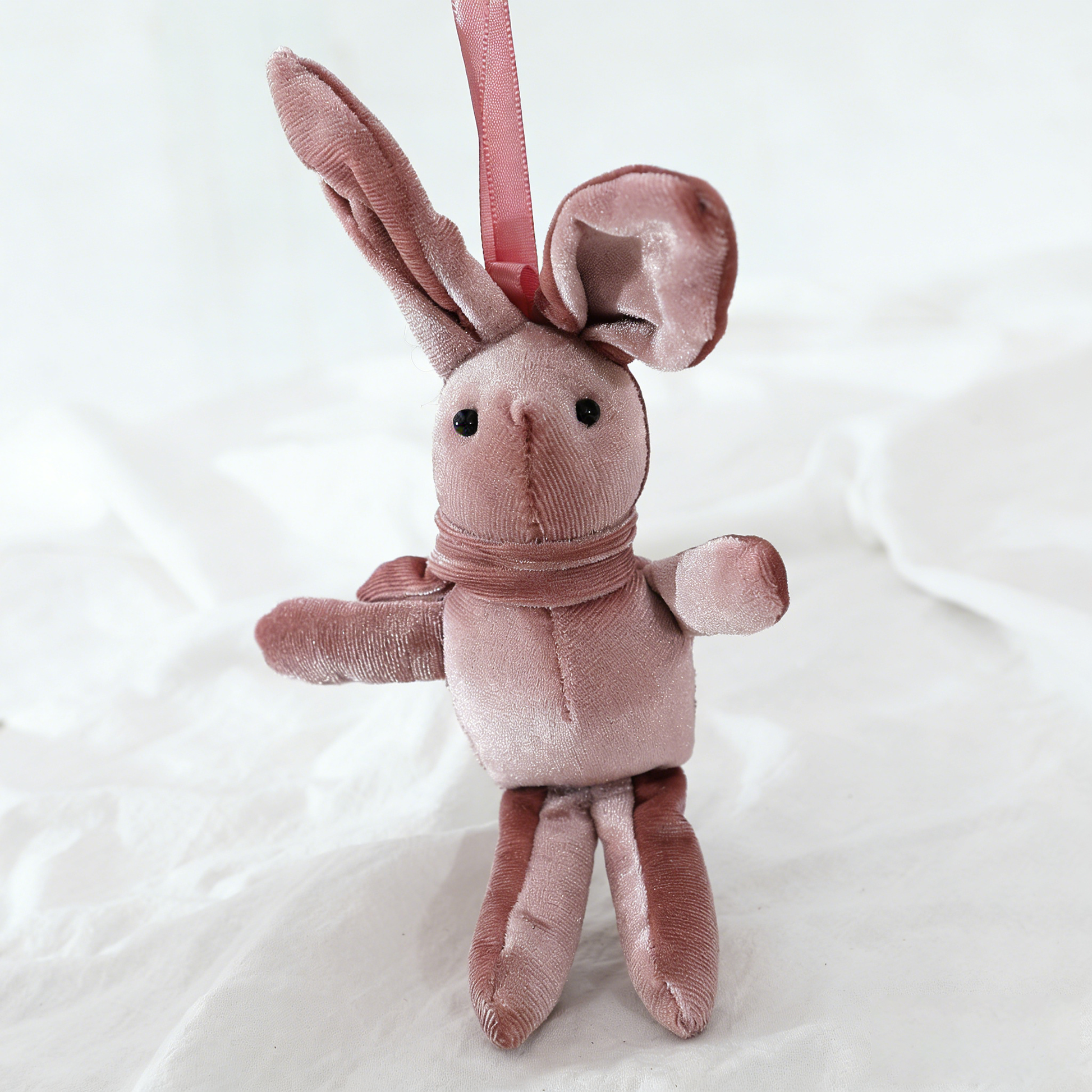 Velvet Wish Bunny Plush Keychain - Soft Corduroy Rabbit Stuffed Animal Charm for Bag/Car/Home | Cute Lucky Wish Rabbit Toy (Multiple Colors)