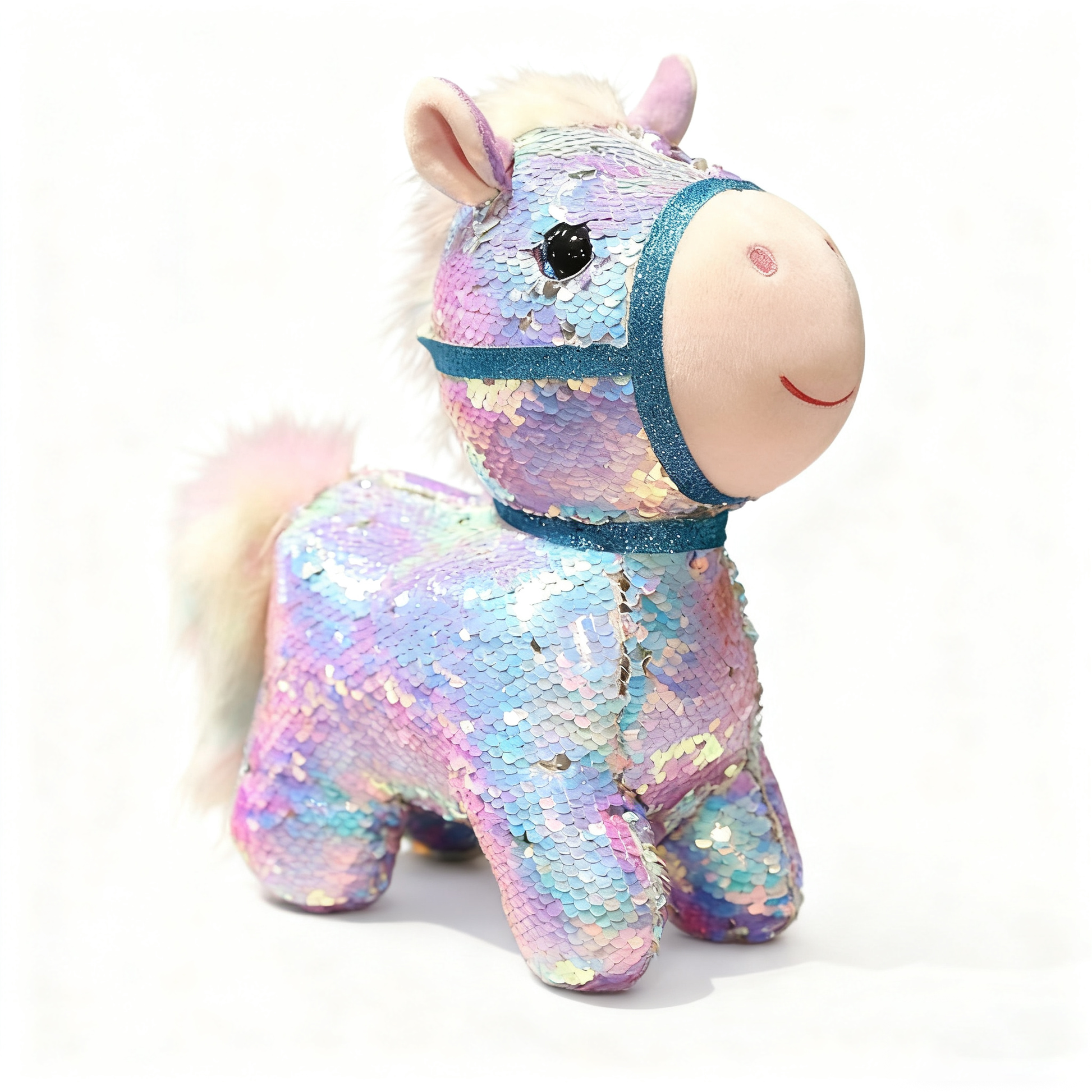 "Reversible Sequin Horse Plush Toy – Stress Relief Companion with Magical Sparkle, Perfect Heartwarming Gift for Kids & Adults"