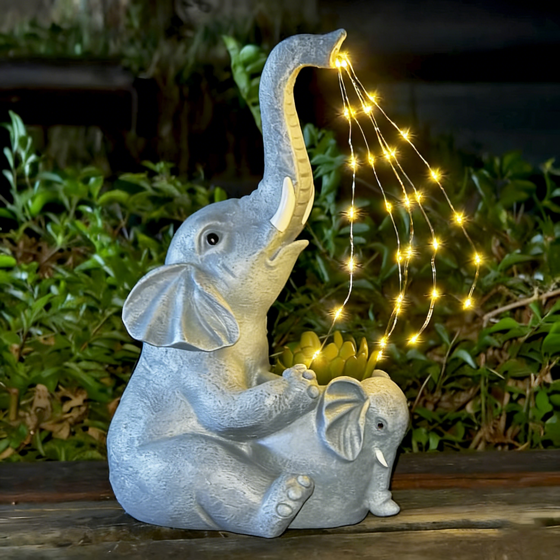 Solar Garden Lights Resin Elf Statue - Outdoor Decorative Solar-Powered LED Lights for Yard, Patio, Garden - Cute Resin Fairy/Elephant/Cat Figurine Solar Lamp (Waterproof, Auto On/Off)