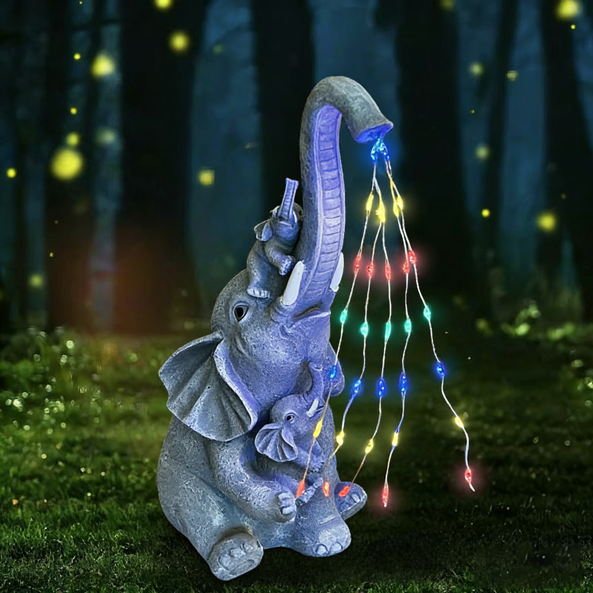 Solar Garden Lights Resin Elf Statue - Outdoor Decorative Solar-Powered LED Lights for Yard, Patio, Garden - Cute Resin Fairy/Elephant/Cat Figurine Solar Lamp (Waterproof, Auto On/Off)