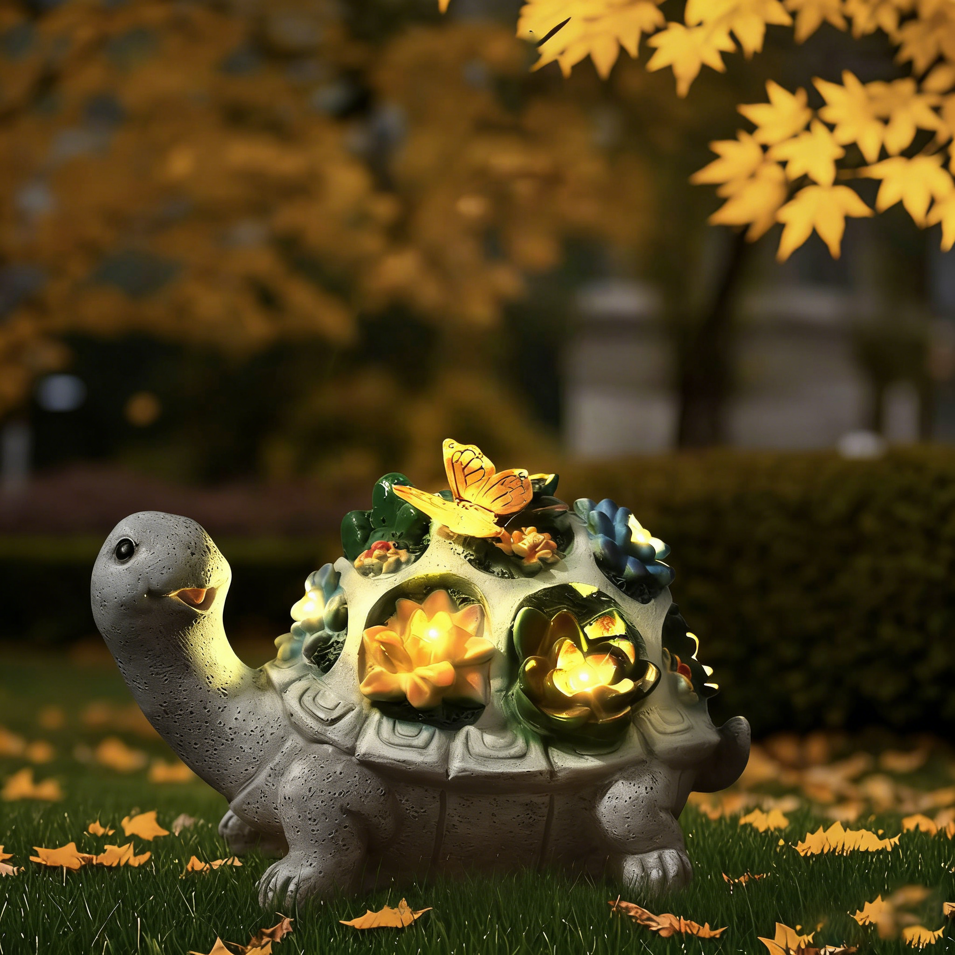 Solar Garden Lights Resin Elf Statue - Outdoor Decorative Solar-Powered LED Lights for Yard, Patio, Garden - Cute Resin Fairy/Elephant/Cat Figurine Solar Lamp (Waterproof, Auto On/Off)